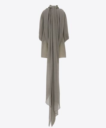 Saint Laurent Paris o1s1wg111124 Blouse in Creme Noir Size S / US 4 / IT 40 - 4 Thumbnail