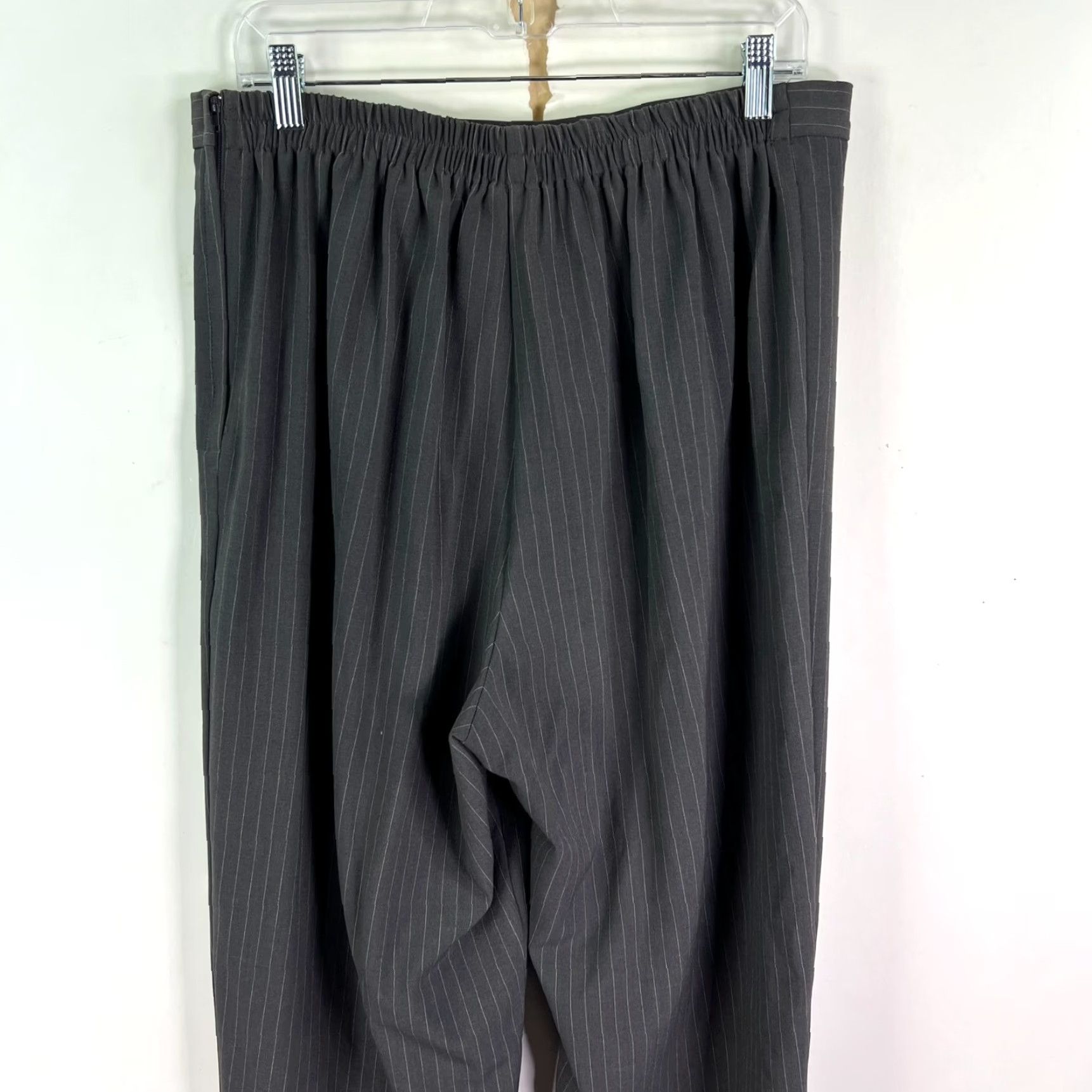 Vintage Larry Levine Gray Striped Stretch Dress Pants Womens Size 14W 34X27 NWOT Size 36" / US 14 / IT 50 - 7 Thumbnail