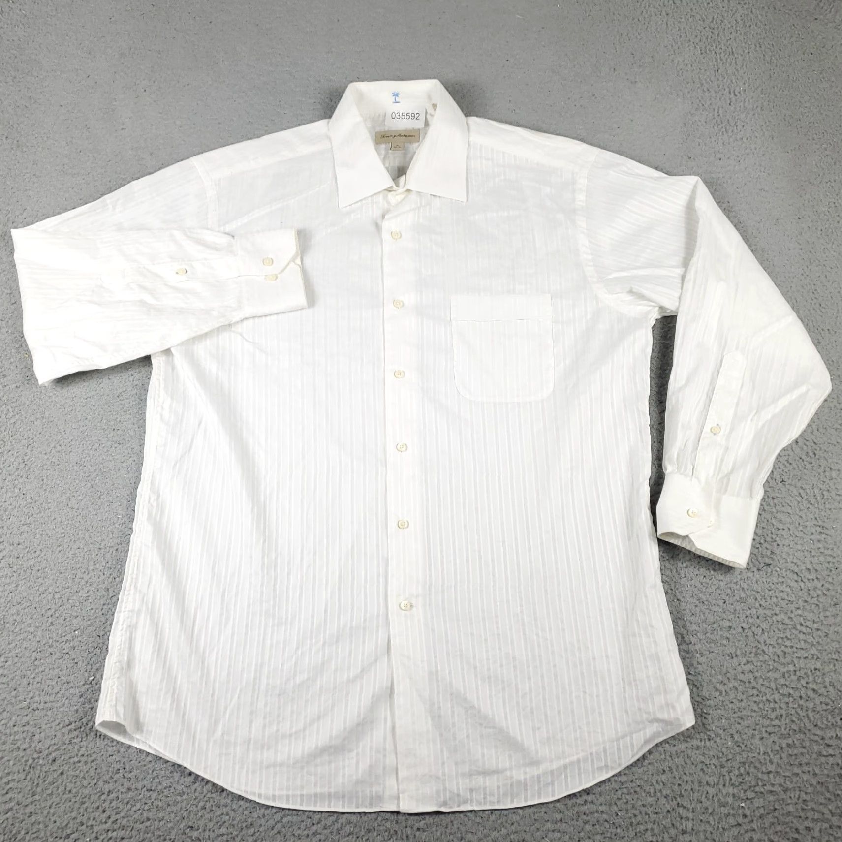Tommy Bahama Tommy Bahama Shirt Mens Dress Shirt Striped Ivory 100% Cotton Long Sleeve Button Up Collared Size 42R - 2 Thumbnail