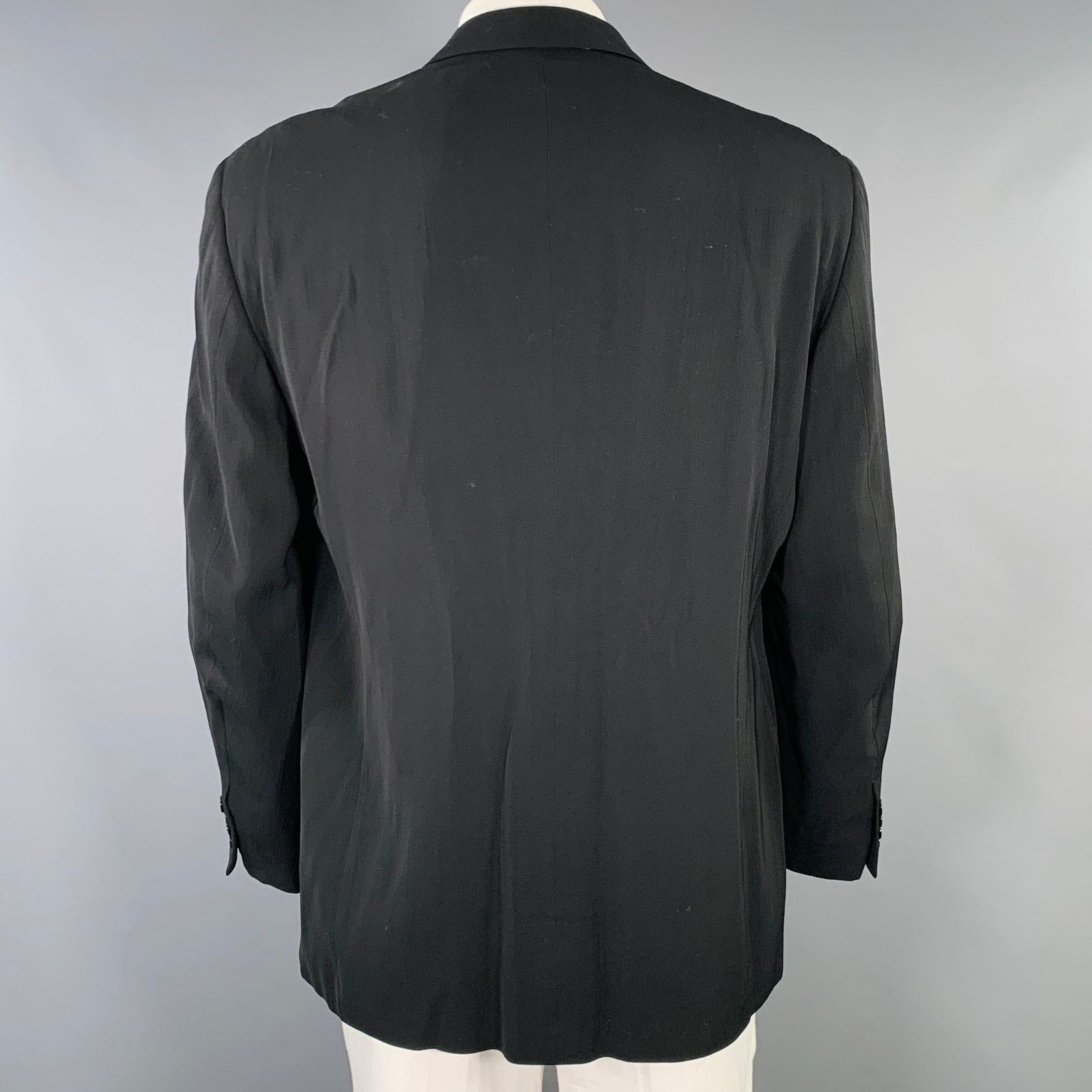 Donna Karan DONNA KARAN Size 44 Black Notch Lapel Sport Coat Size 44R - 3 Thumbnail