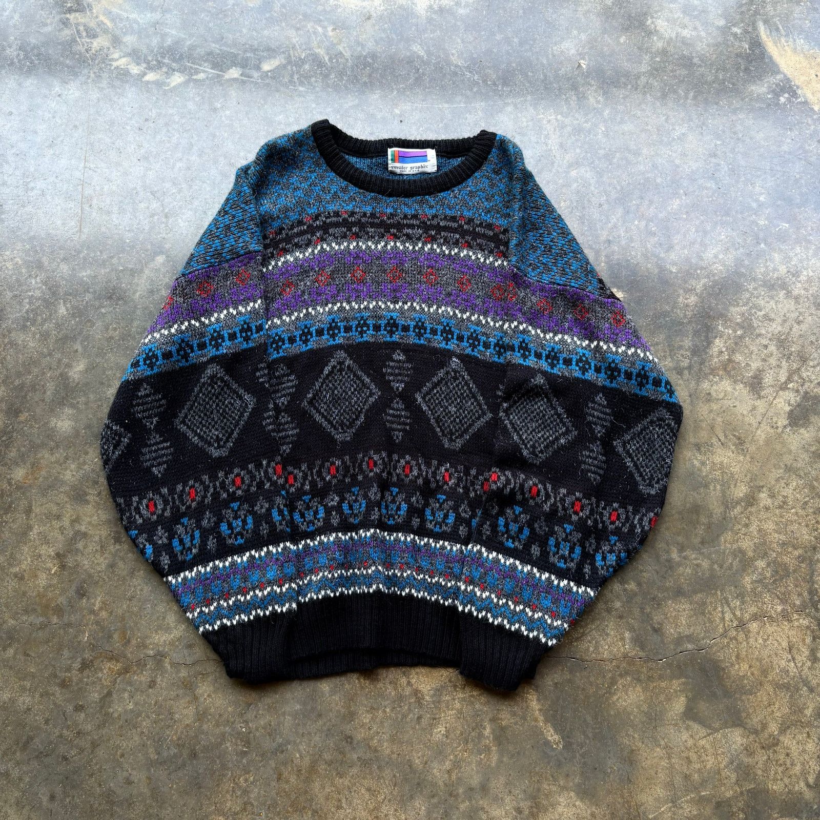 Vintage Crazy Vintage Sweater Graphics Pattern Knit Size US M / EU 48-50 / 2 - 1 Thumbnail