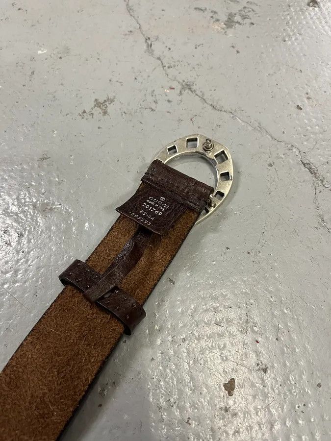 Gucci 2000s Gucci Horseshoe Buckle Brown Leather Belt Size ONE SIZE - 7 Thumbnail