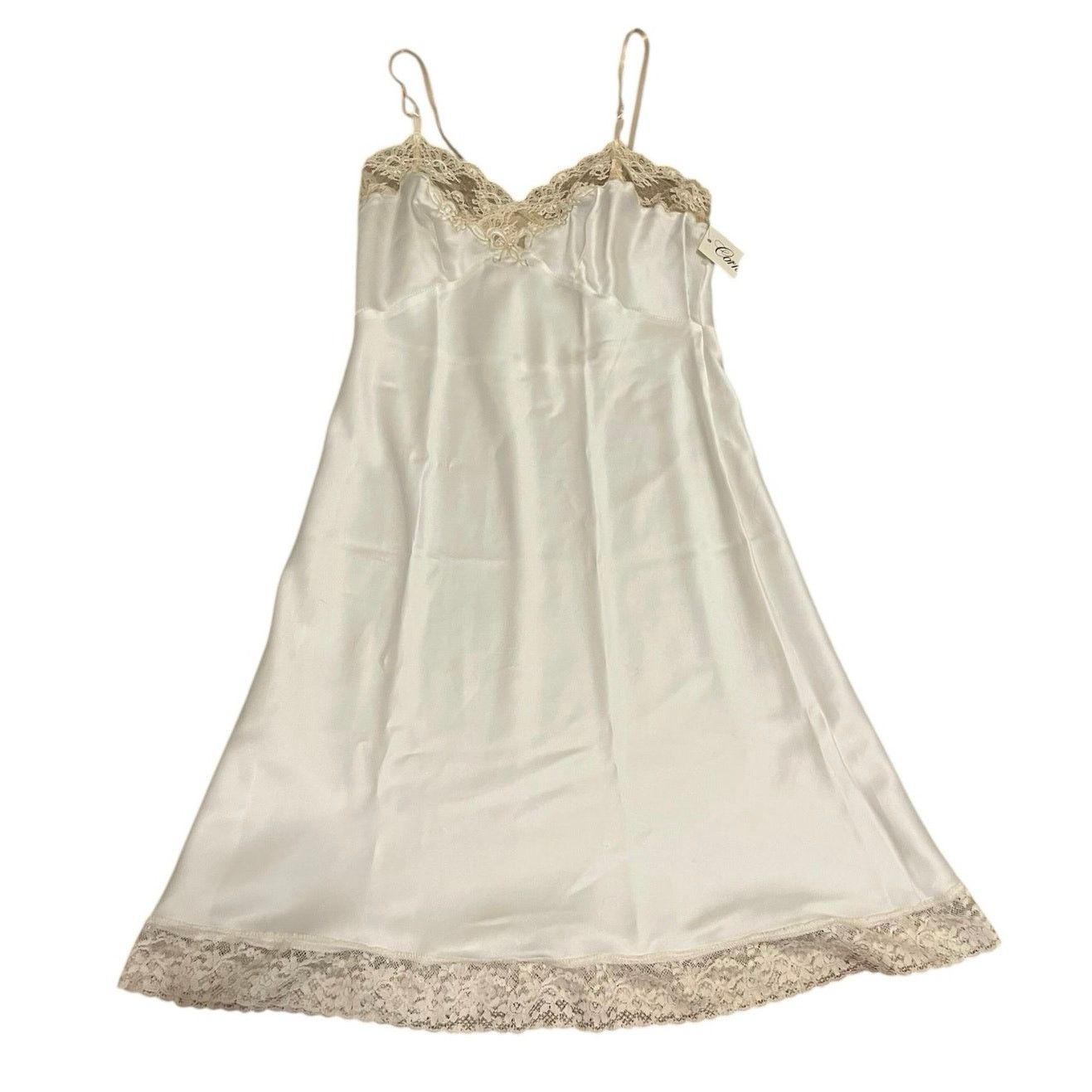 Vintage Corhan off white short nightgown lace trim and bow design Size M / US 6-8 / IT 42-44 - 1 Thumbnail