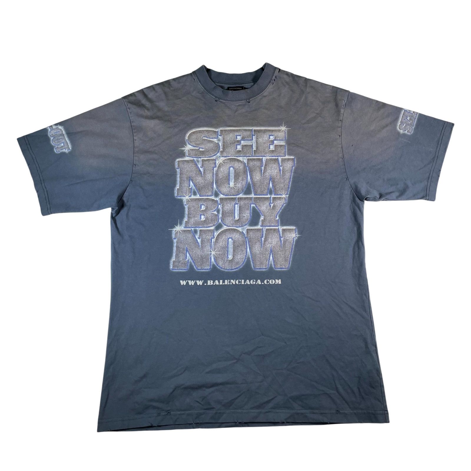 Balenciaga See Now Buy Now Blue Tee