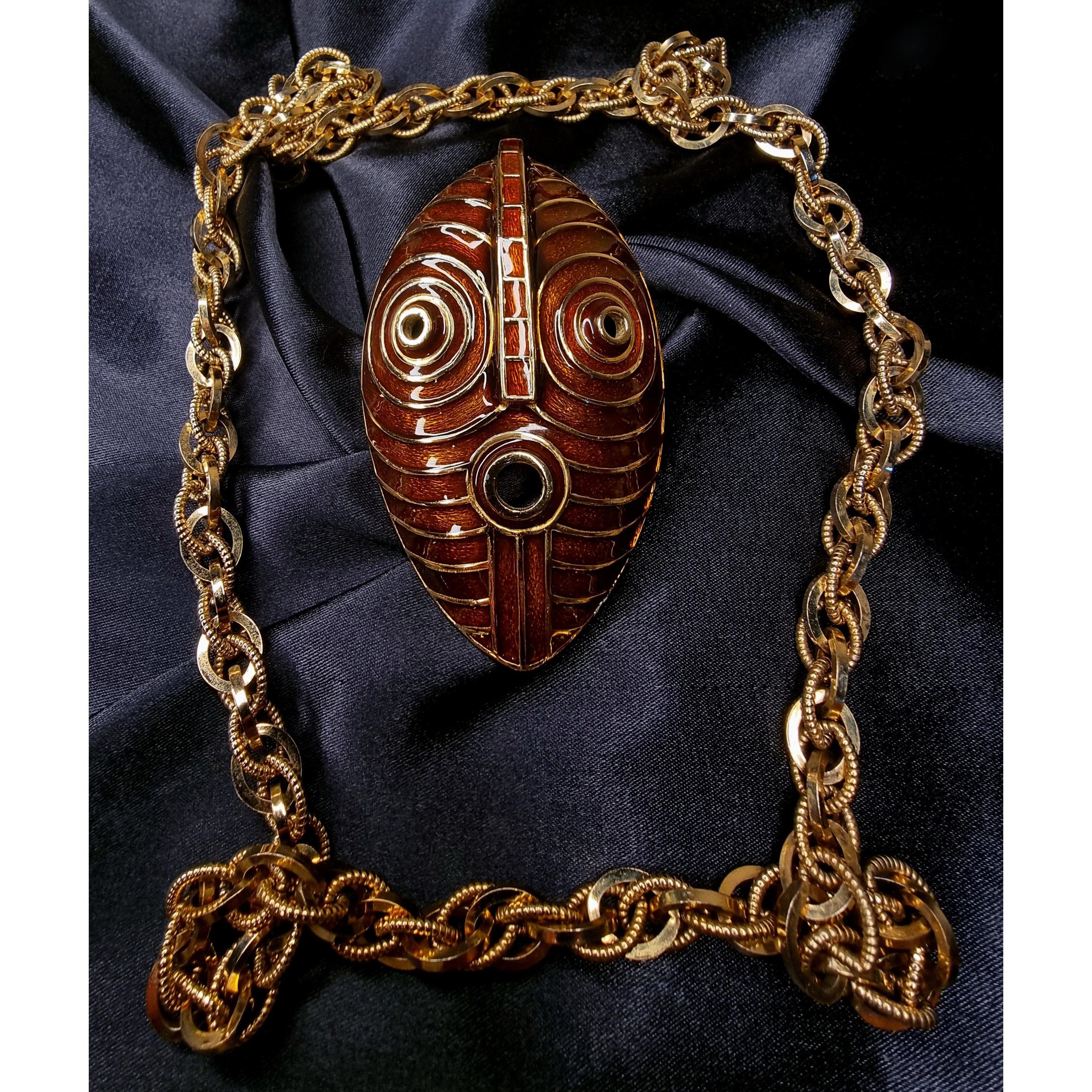 Vintage Rare Find Vintage CINER Signed Large Tribal Mask Statement P Size ONE SIZE - 4 Thumbnail