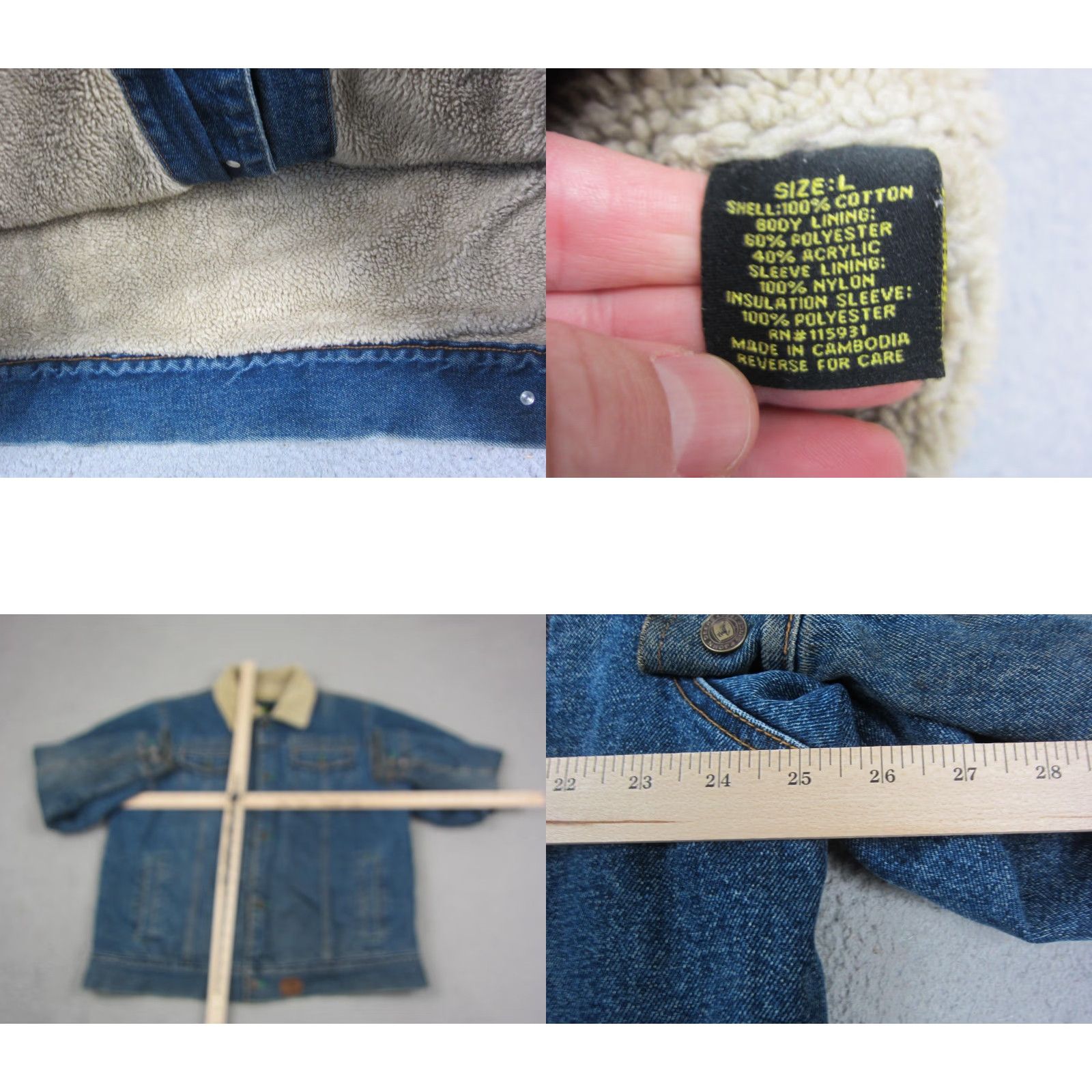 John Deere VINTAGE John Deere Jacket Mens L Blue Denim Trucker Sherpa Fleece Lined Workwear Casual 80s Mens Size US L / EU 52-54 / 3 - 8 Thumbnail