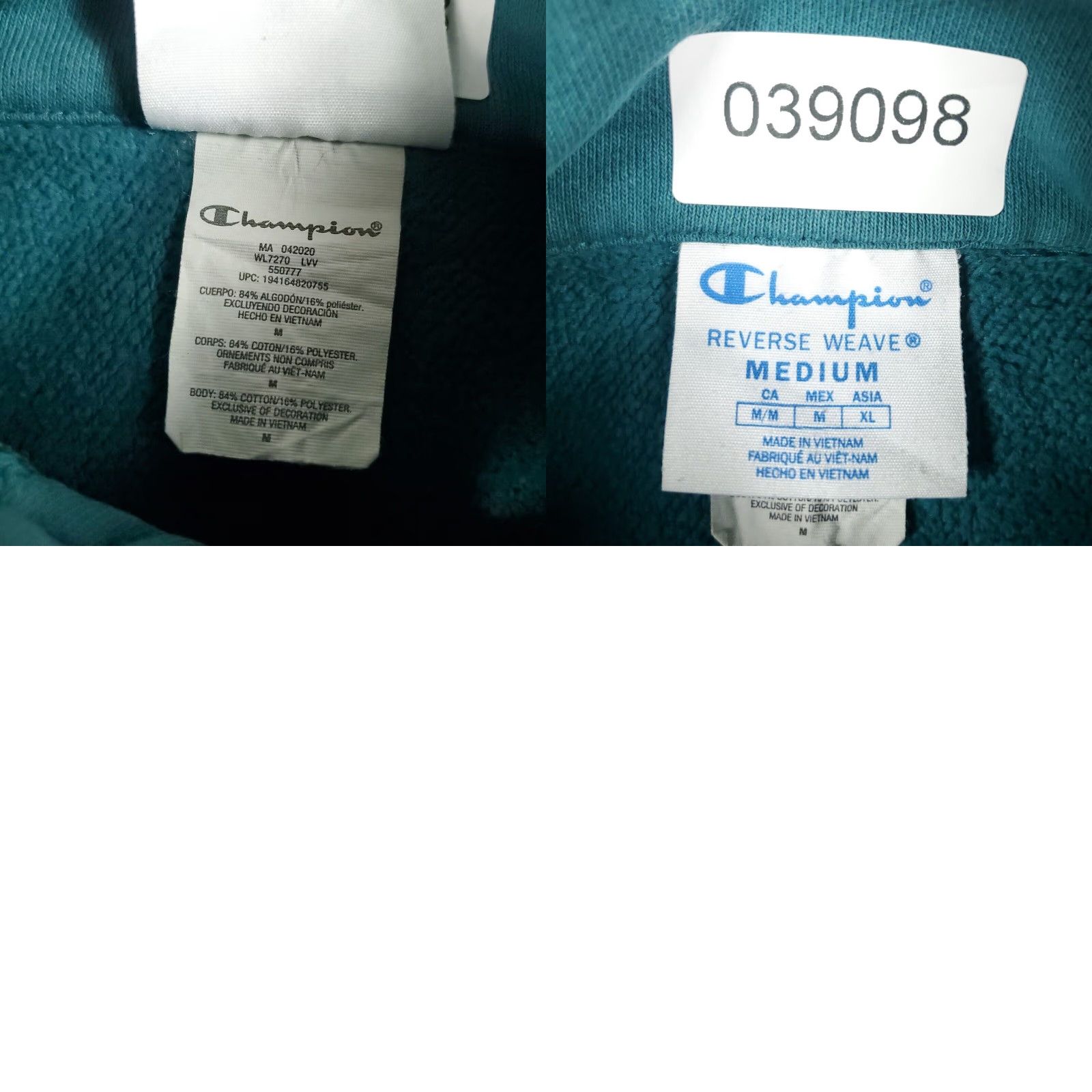 Champion Mens Champion Sweater Medium Teal 1/4 Zip Pullover Size US M / EU 48-50 / 2 - 8 Thumbnail