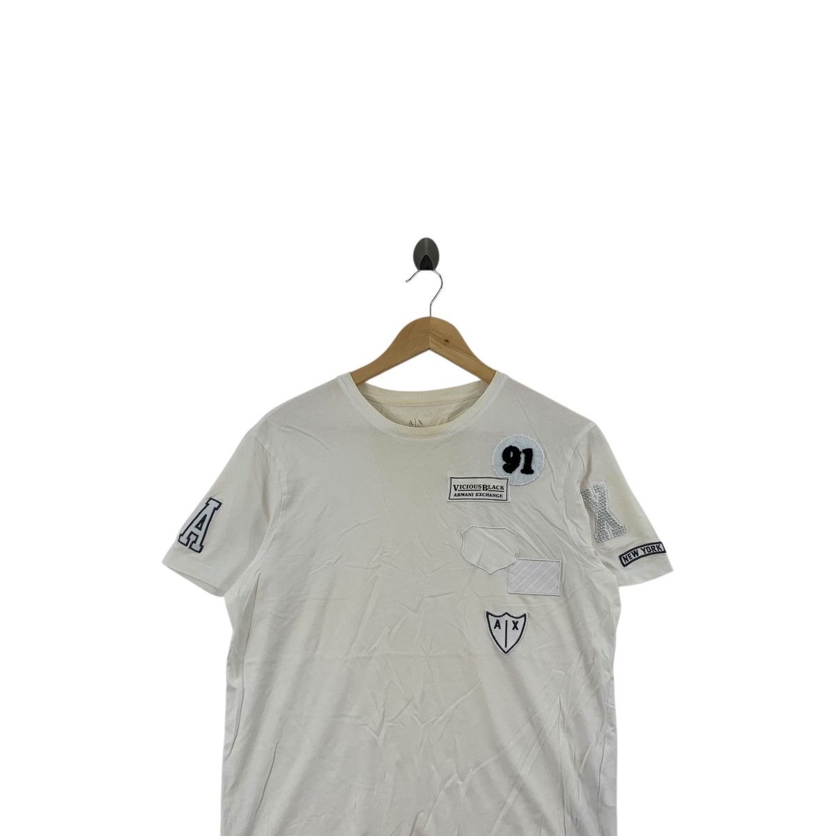 Armani Exchange ARMANI EXCHANGE AX Vicious Black Patch Tee Shirt Top Giorgio Size US M / EU 48-50 / 2 - 2 Thumbnail