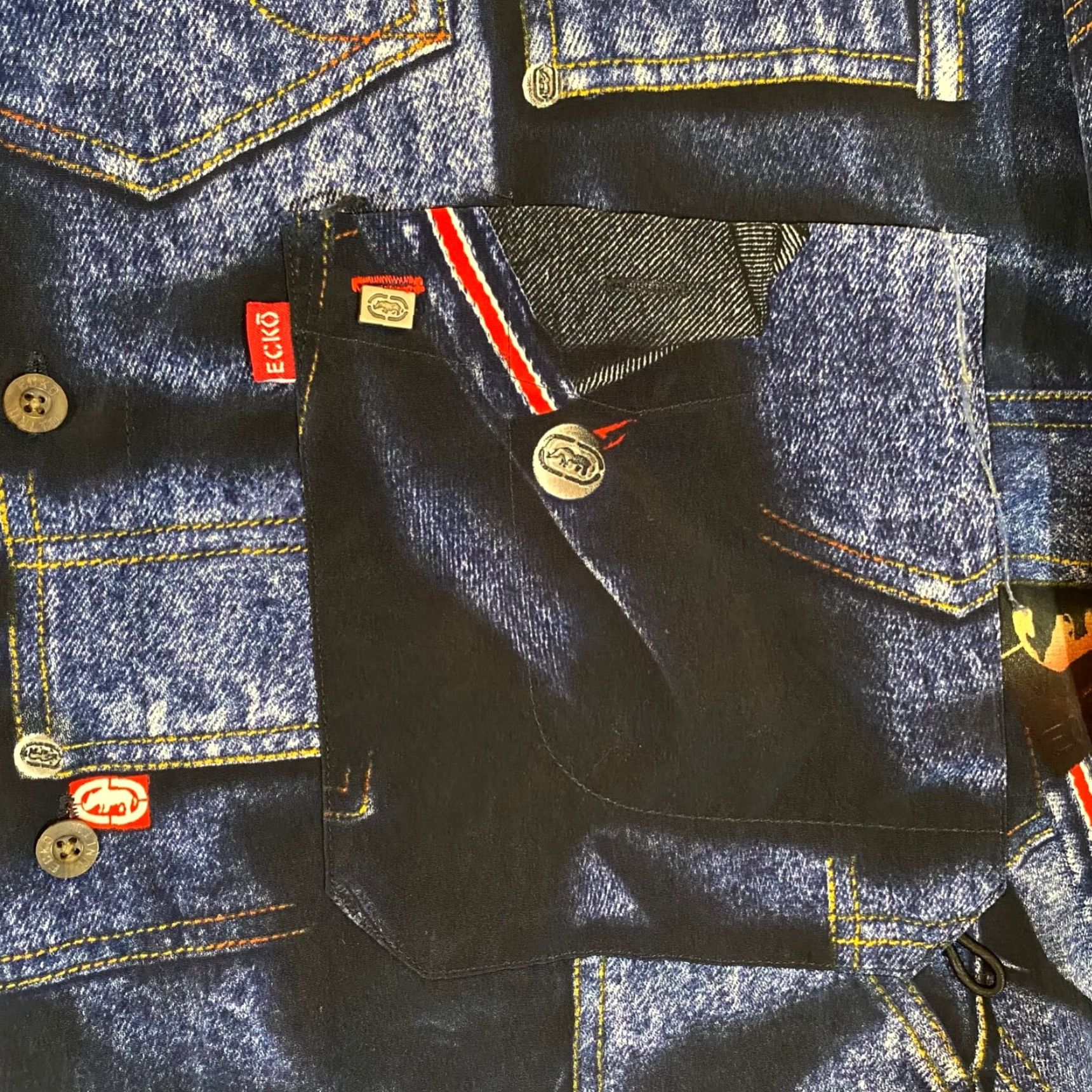 Ecko Unltd. ECKO UNLTD Shirt Mens 2XL Blue Denim Button Up Long Sleeve Vintage No Size US XXL / EU 58 / 5 - 3 Thumbnail