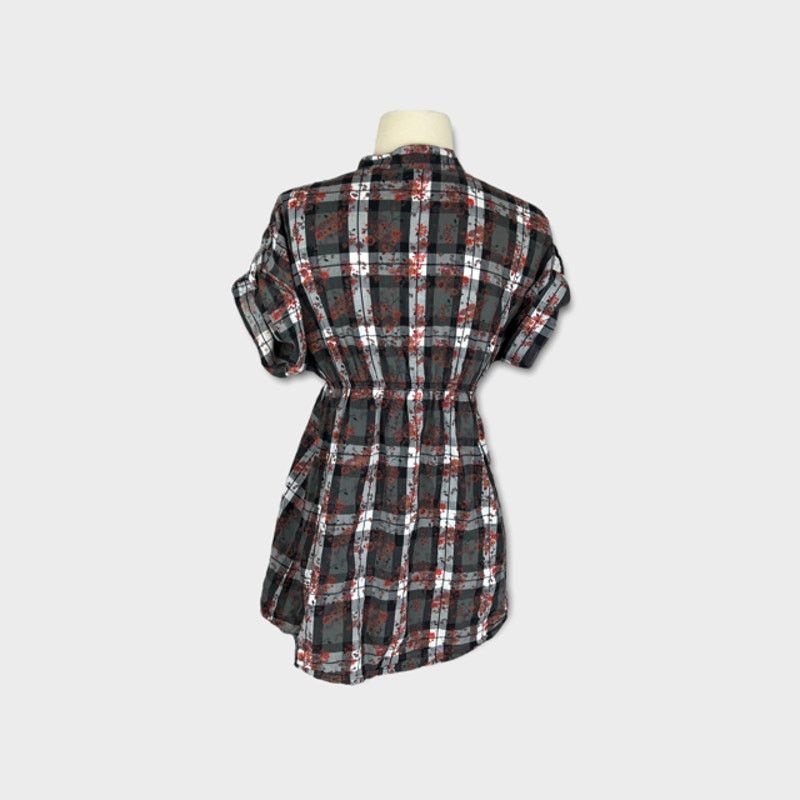 Decree Decree | Vintage Y2K Women's Cherry Blossom Plaid Blouse Size S / US 4 / IT 40 - 4 Thumbnail