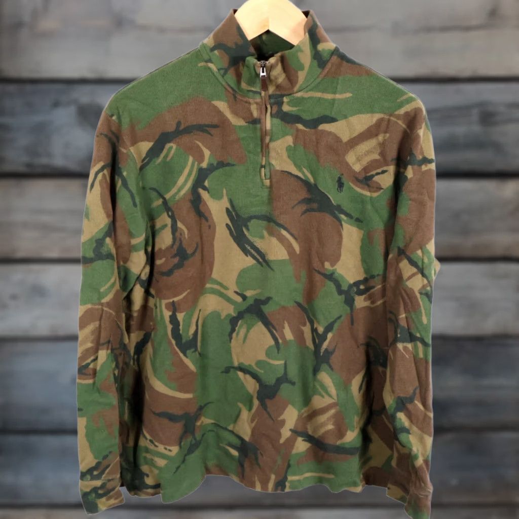 Polo Ralph Lauren VINTAGE Polo Ralph Lauren Sweater Men XL Camouflage 1/4 Zip Mock Neck Camo Size US XL / EU 56 / 4 - 1 Thumbnail