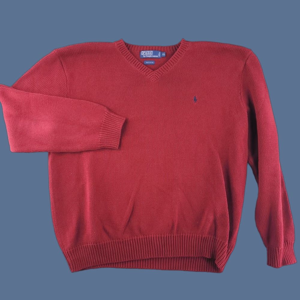 Polo Ralph Lauren Polo Ralph Lauren Sweater Mens XL red Knit V Neck BOXY SHORT FIT Size US XL / EU 56 / 4 - 1 Thumbnail