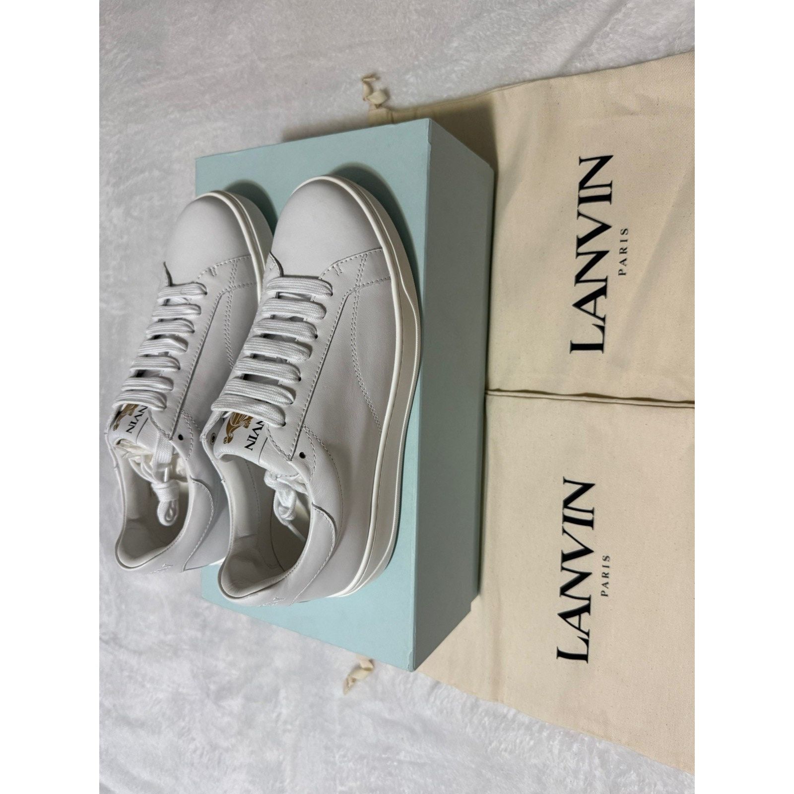Lanvin Lanvin DDB0 White Leather Sneakers EU 40 US Men 7 , Women 9 Size US 7 / EU 40 - 1 Thumbnail
