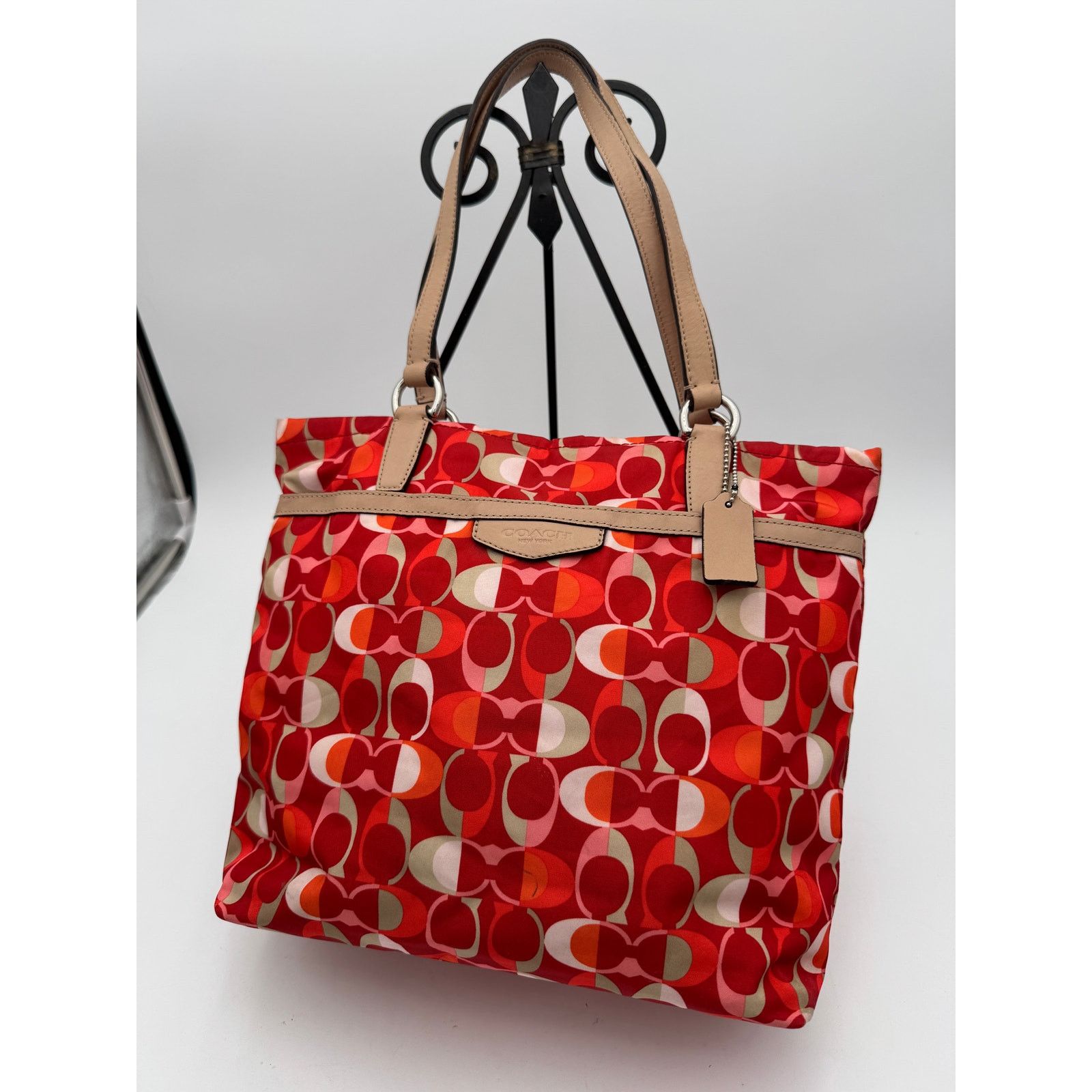 Coach Coach Signature Striped Vermillion Dream C Tote Fabric Size ONE SIZE - 5 Thumbnail