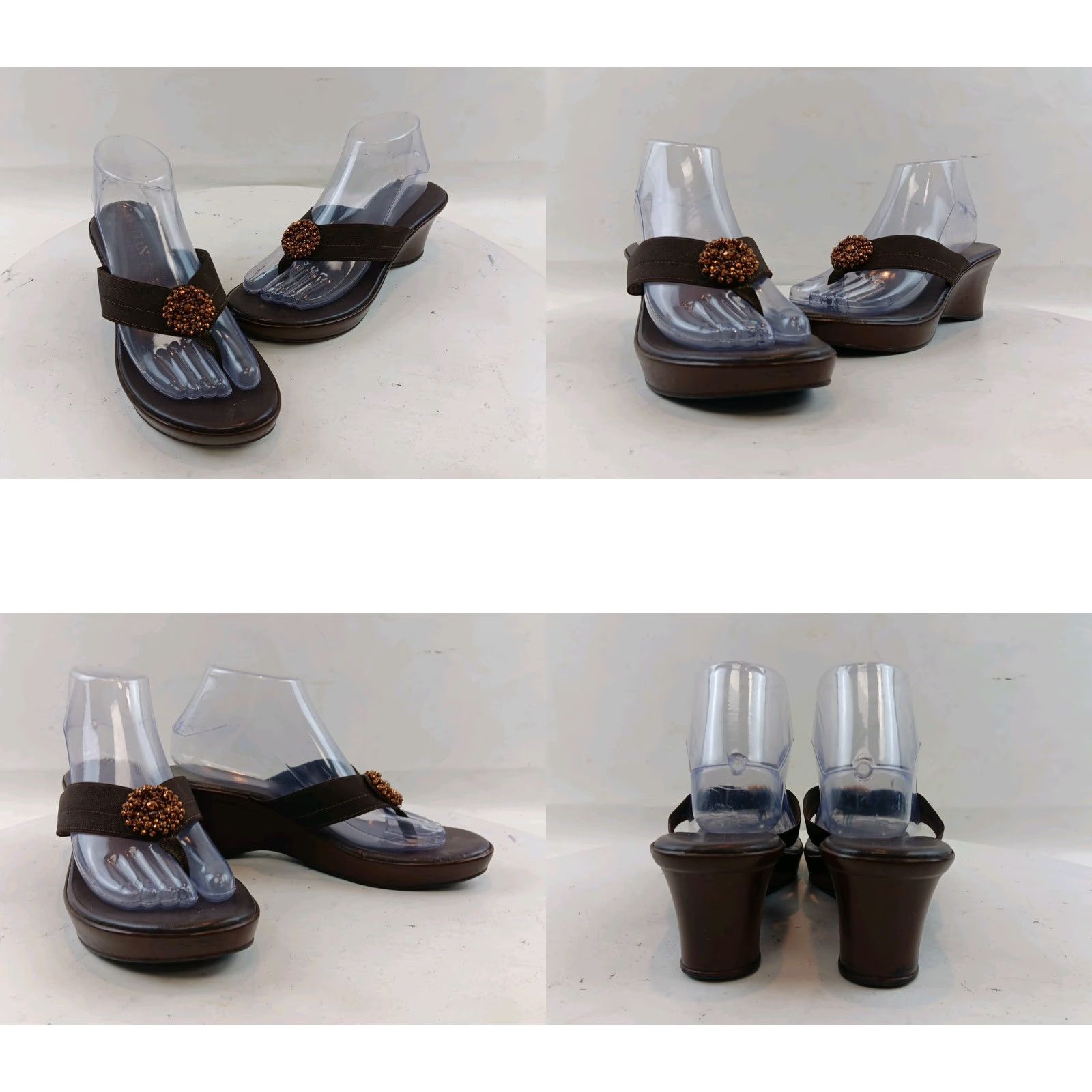Vintage Italian Shoemaker Women's Sandals Size 9 M Brown Beaded Slip On Size US 9 / IT 39 - 10 Thumbnail