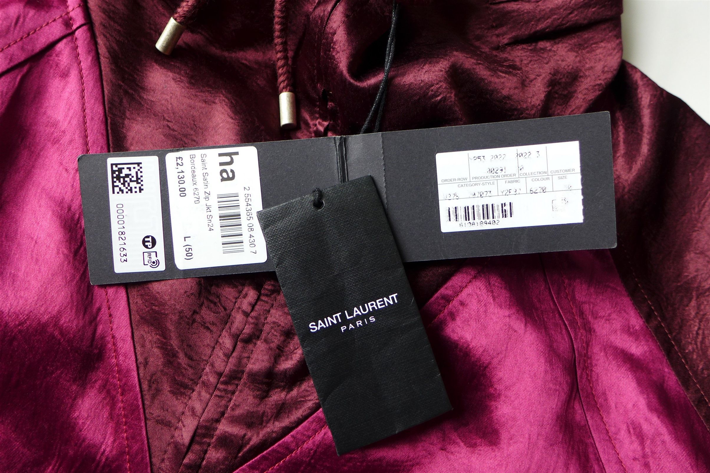 Saint Laurent Paris Size 50 - Saint Laurent Track Jacket - Burgundy Satin Size US M / EU 48-50 / 2 - 12 Thumbnail