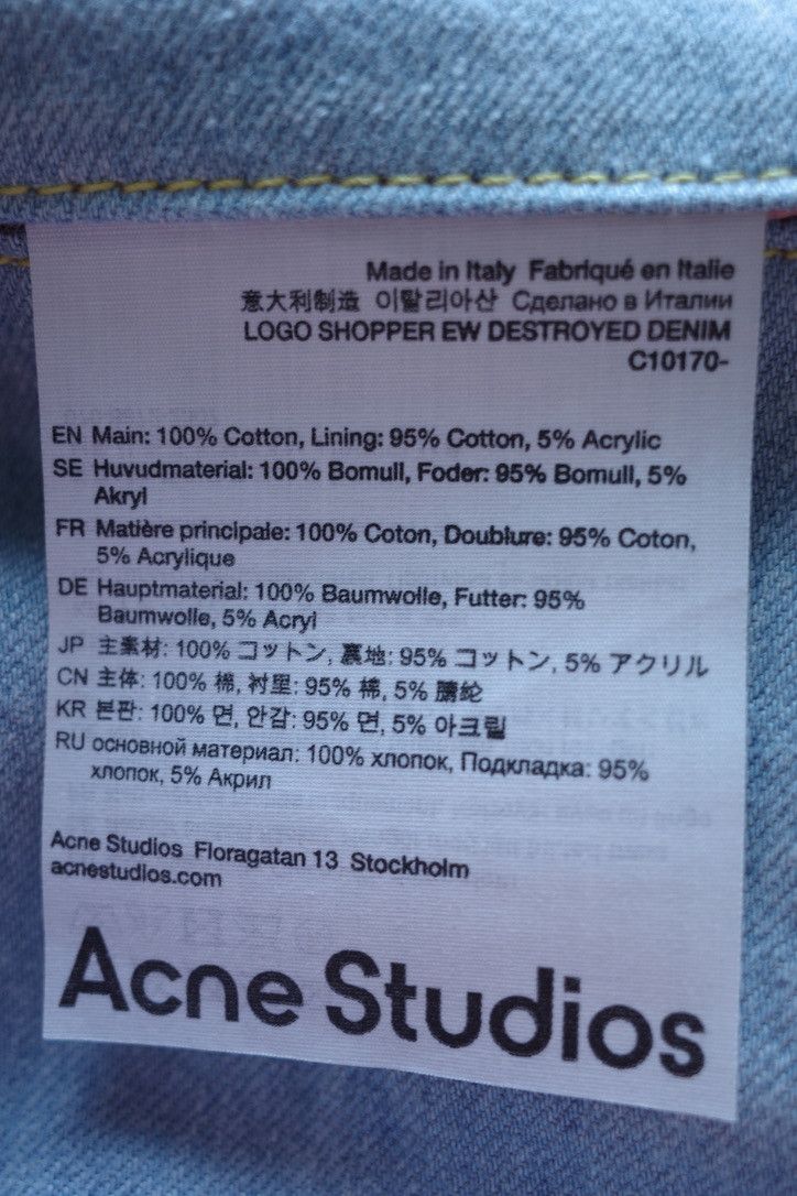 Acne Studios Distressed Denim Logo Shopper Tote Bag Size ONE SIZE - 11 Thumbnail