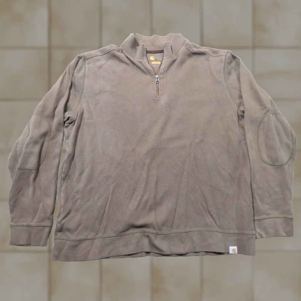 Carhartt Carhartt Mens XL Relaxed Fit Heavy Duty Sweater Brown LS Padded Elbows Size US XL / EU 56 / 4 - 1 Thumbnail