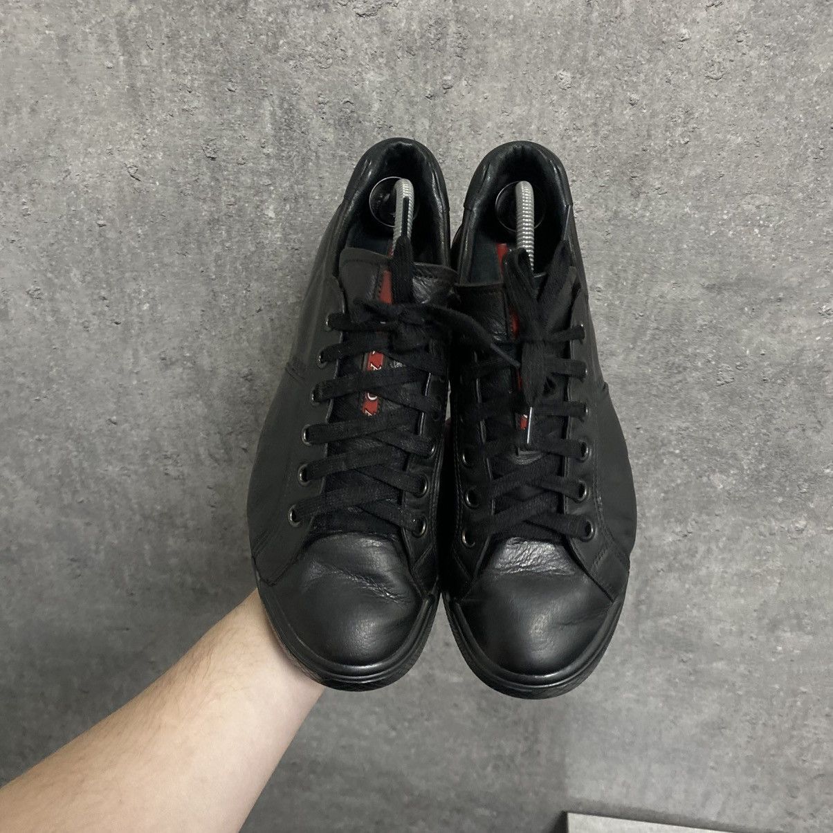 Prada 2000s Prada Black Leather Sneakers Size US 6.5 / EU 39-40 - 5 Thumbnail