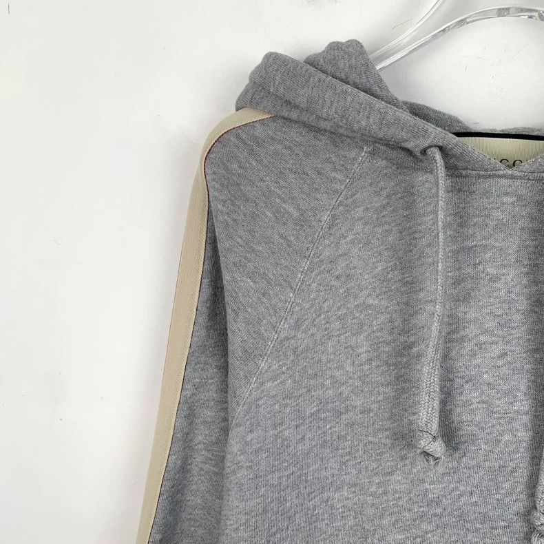 Gucci Gucci Gray side stripe cotton hooded drawstring long-sleeve Size US S / EU 44-46 / 1 - 3 Thumbnail