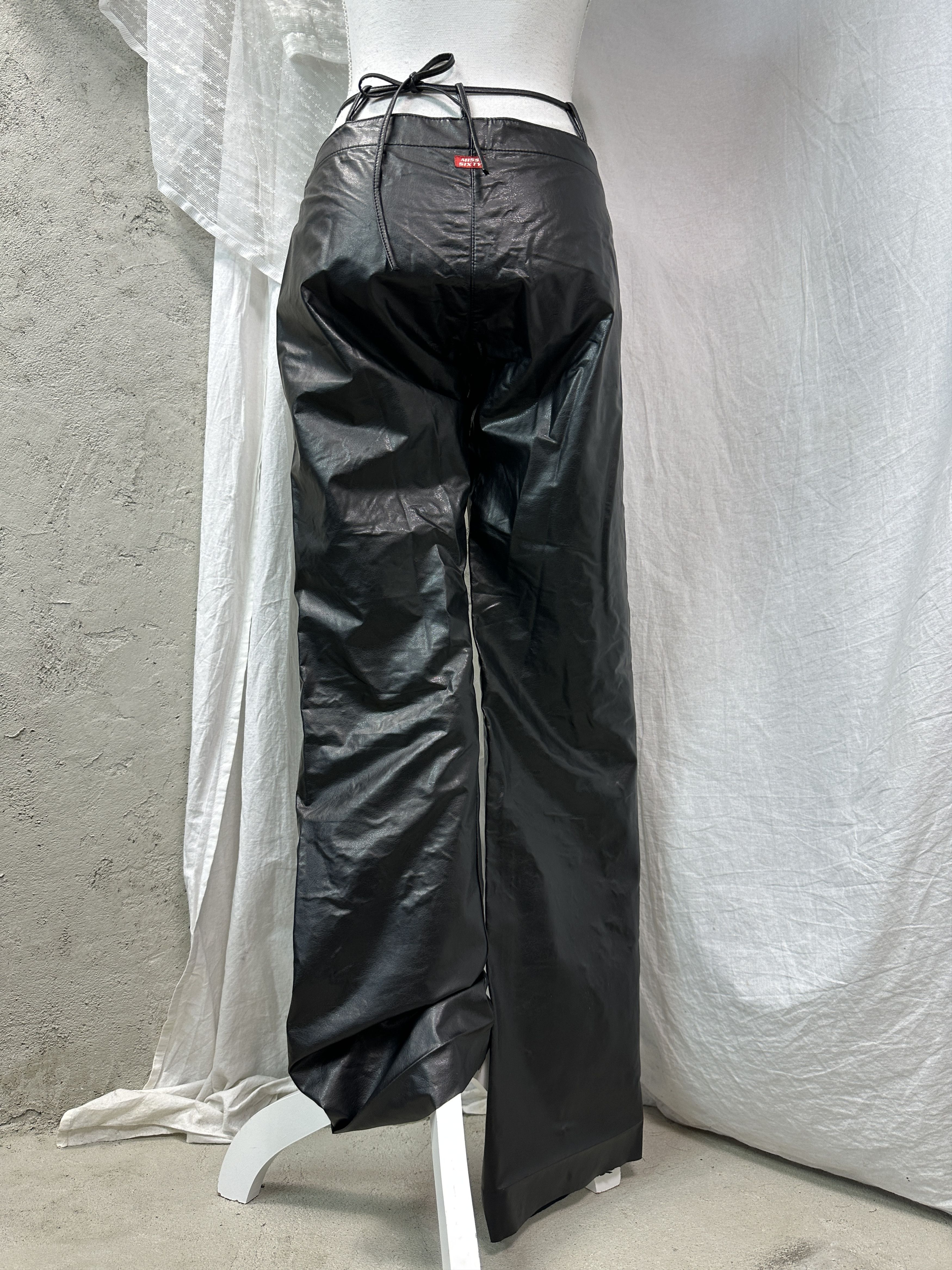 Miss Sixty Vintage Leather Biker Grunge Miss Sixty Pants Y2K Size 29" - 3 Thumbnail