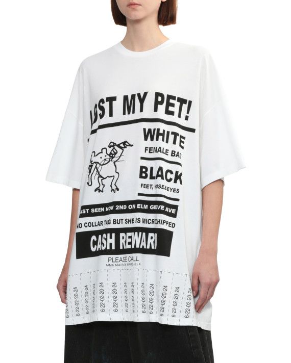 Maison Margiela oc11z0825 Graphic-Print Oversized T-Shirt in White Size L / US 10 / IT 46 - 3 Thumbnail
