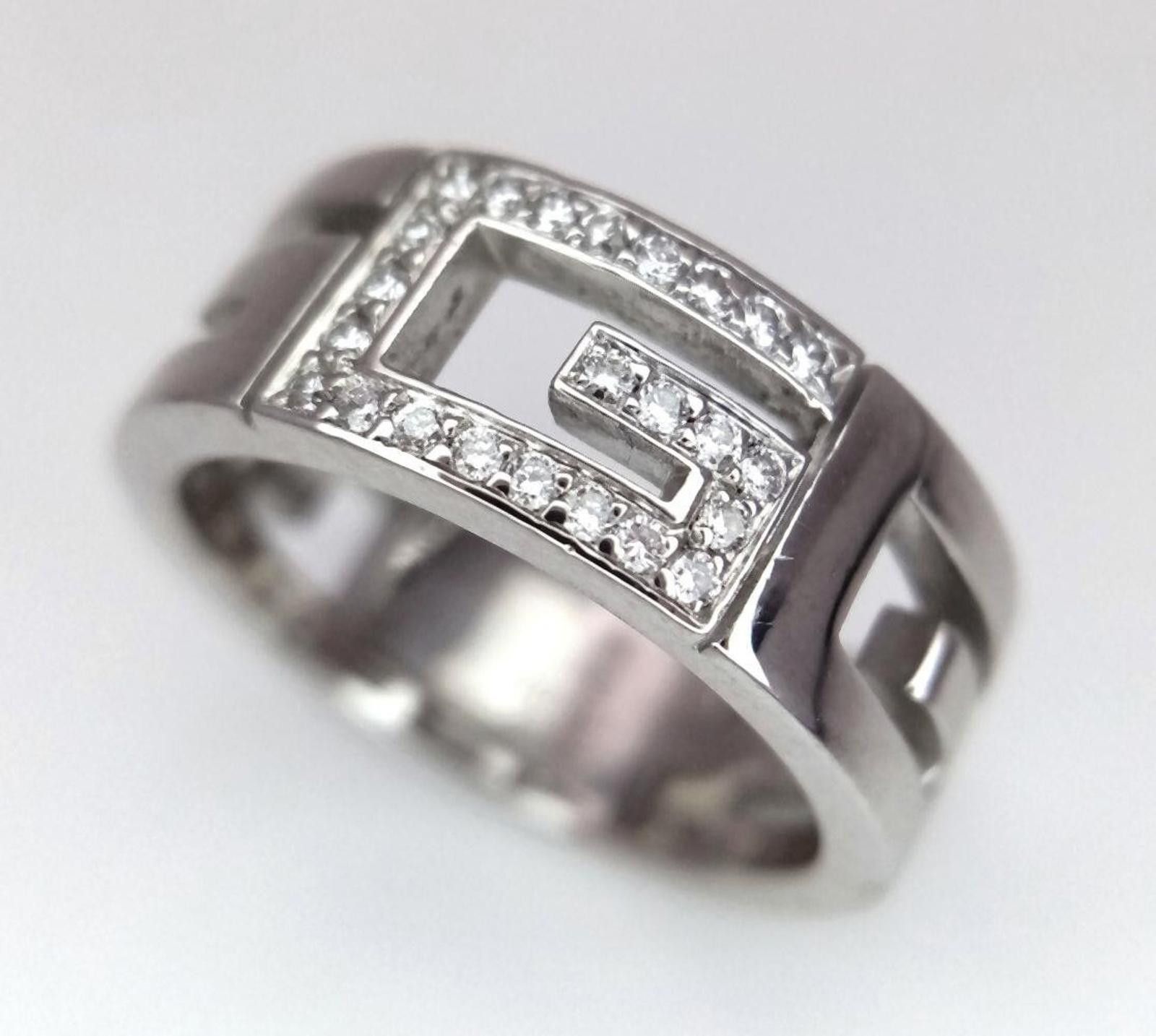 Gucci Gucci 18ct White Gold G Logo Diamond Band Ring Size M Size ONE SIZE - 1 Thumbnail