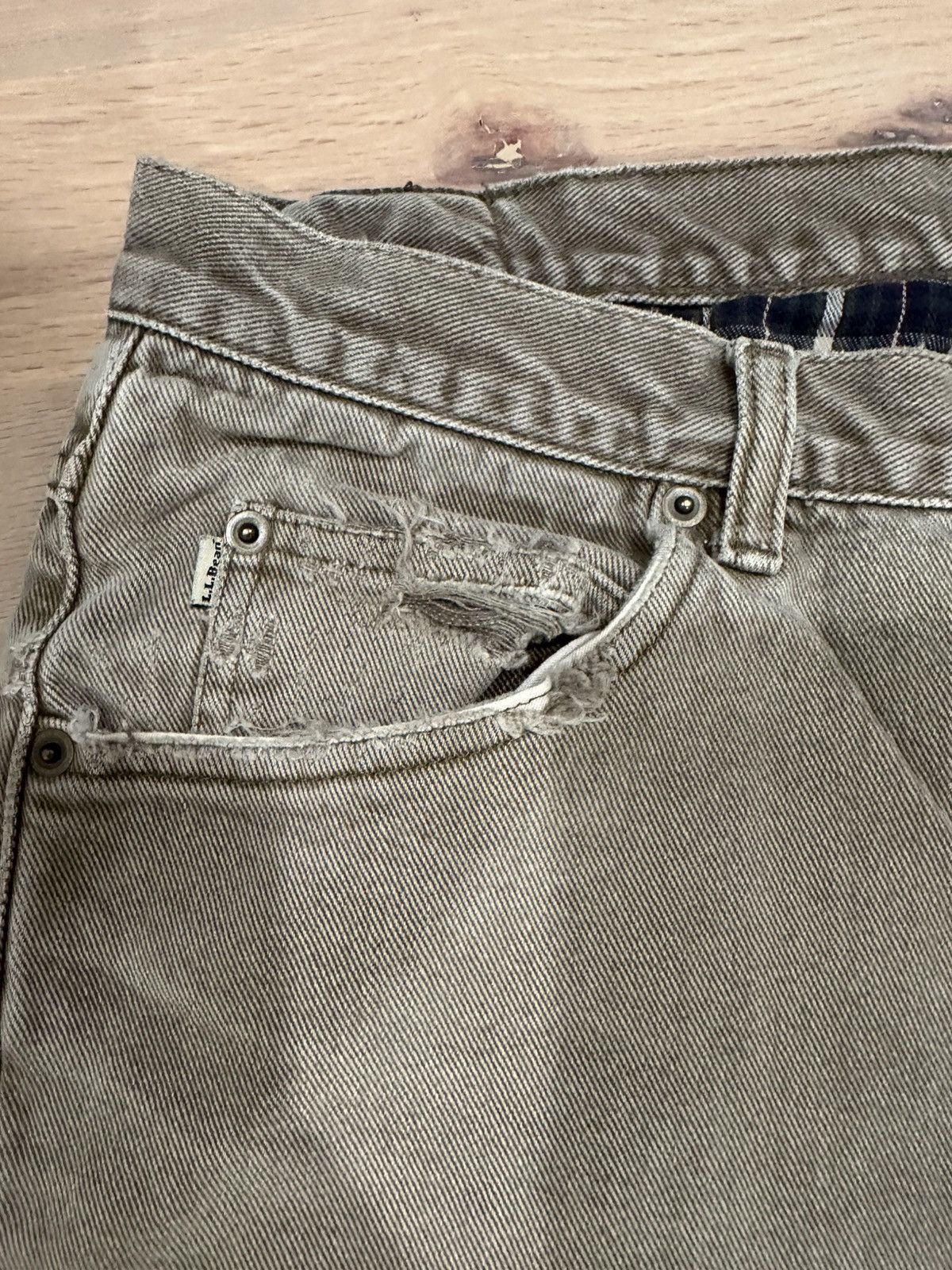 L.L. Bean Vintage LL Bean Flannel Lined Biege/Gray Jeans 35x32 Size US 32 / EU 48 - 6 Thumbnail