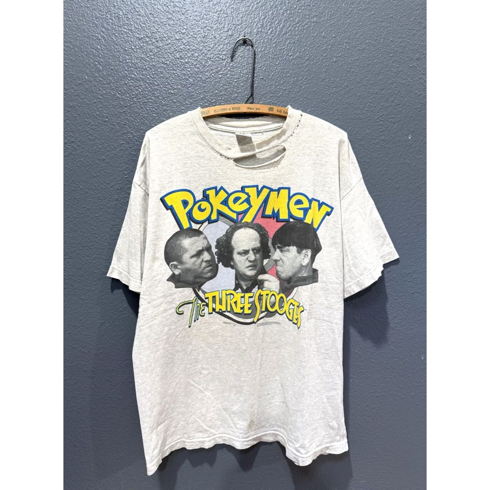 Delta VINTAGE The Three Stooges Pokeymen Gray Tee Shirt XL 90s Mens Size US XL / EU 56 / 4 - 4 Thumbnail