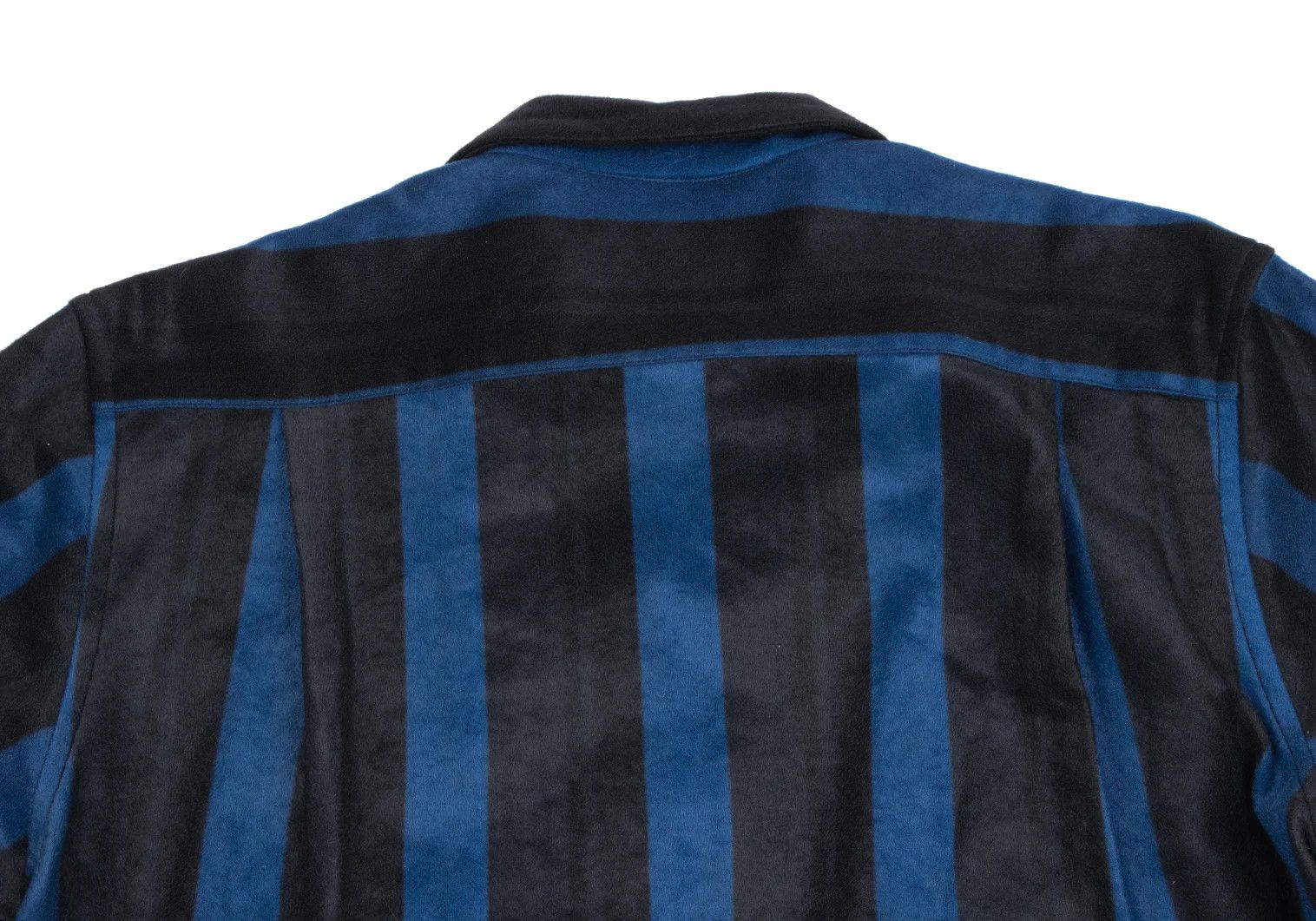Comme des Garcons Homme Plus Nylon Pile Stripe Open Collar Short Sleeve Shirt Blue Black Size US M / EU 48-50 / 2 - 11 Thumbnail