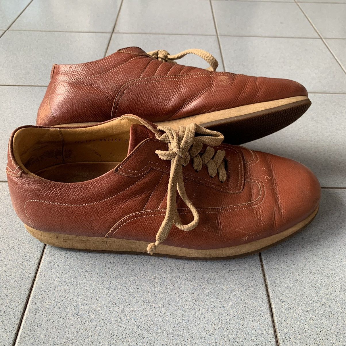 RARE Vintage Burberry Deep Dark Red Leather Unisex Sneakers