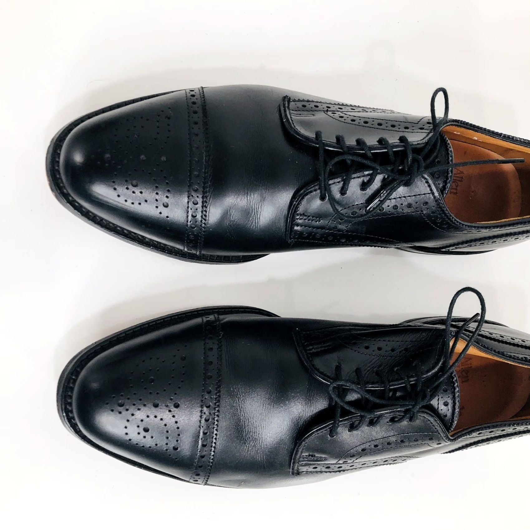 Allen Edmonds ALLEN EDMONDS / SANFORD - Mens 11B Cap Toe Oxford Shoes Dress Oxfordmen 11 Black Leather Cap Toe Shoes Sanford Mens 11B Oxfo Rd 90s? Size ONE SIZE - 2 Thumbnail