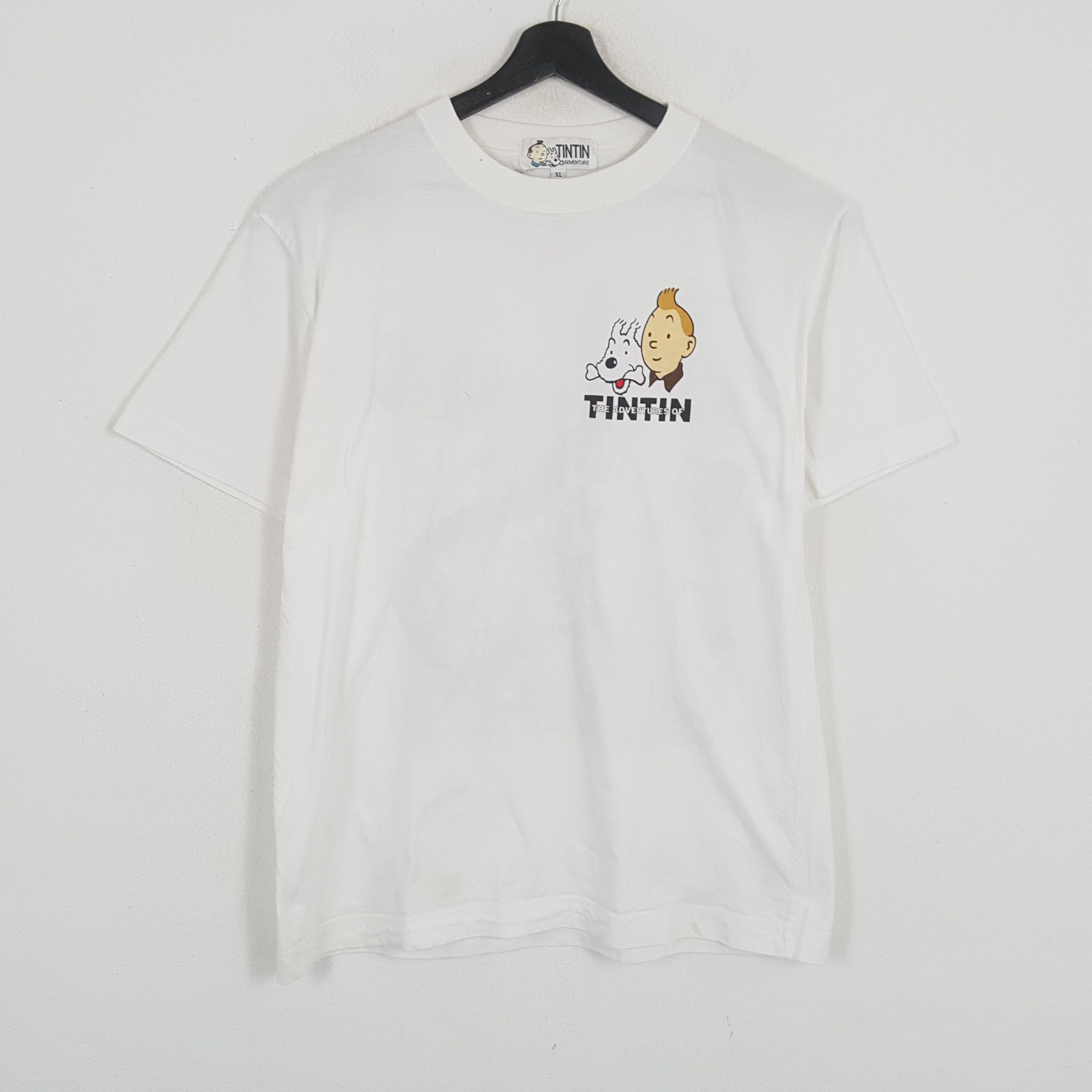 Vintage THE Adventures Of Tintin BLUE LOTUS Cartoon Tshirt Size US L / EU 52-54 / 3 - 3 Thumbnail