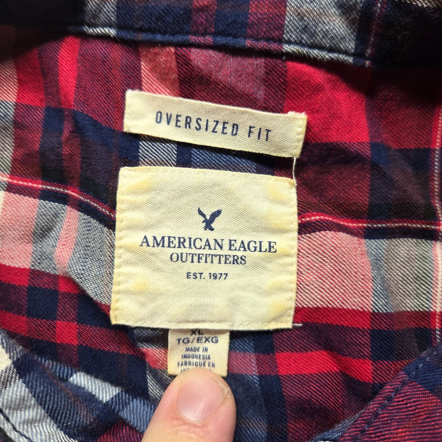 American Eagle Outfitters American Eagle Shirt Red Plaid Oversized Fit Button Up Long Sleeve XL Men Size US XL / EU 56 / 4 - 3 Thumbnail