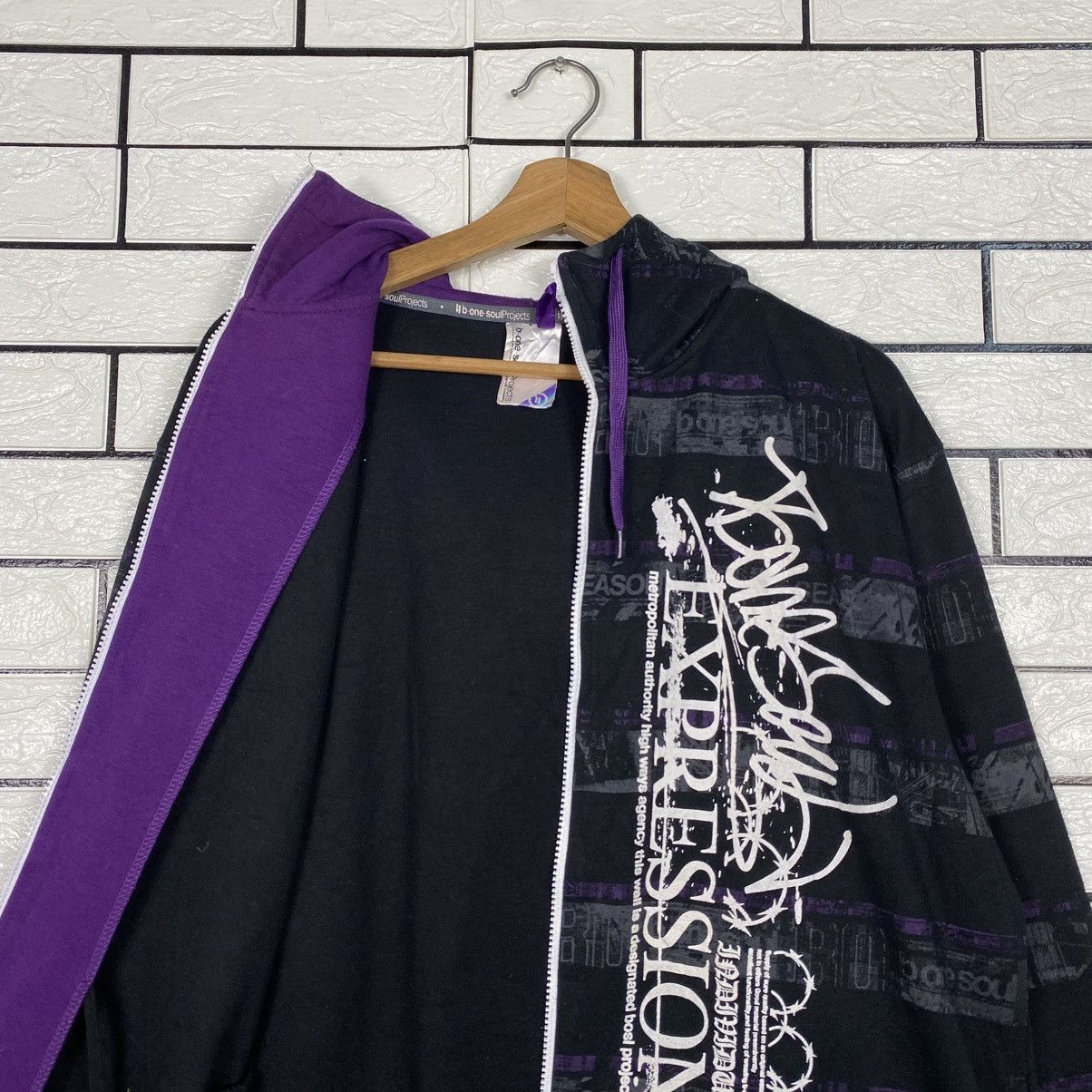 Japanese Brand 📌B One Soul Zipper Hoodie Full Print Size US XL / EU 56 / 4 - 14 Thumbnail