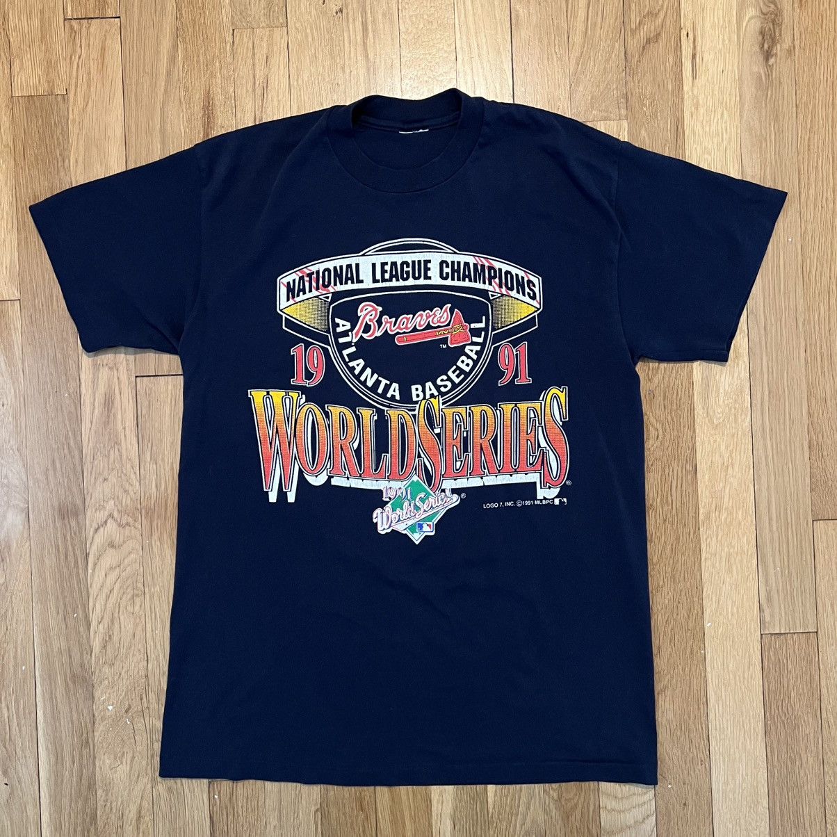 Logo 7 Vintage Atlanta Braves 1991 World Series T Shirt Large Navy Size US L / EU 52-54 / 3 - 1 Thumbnail
