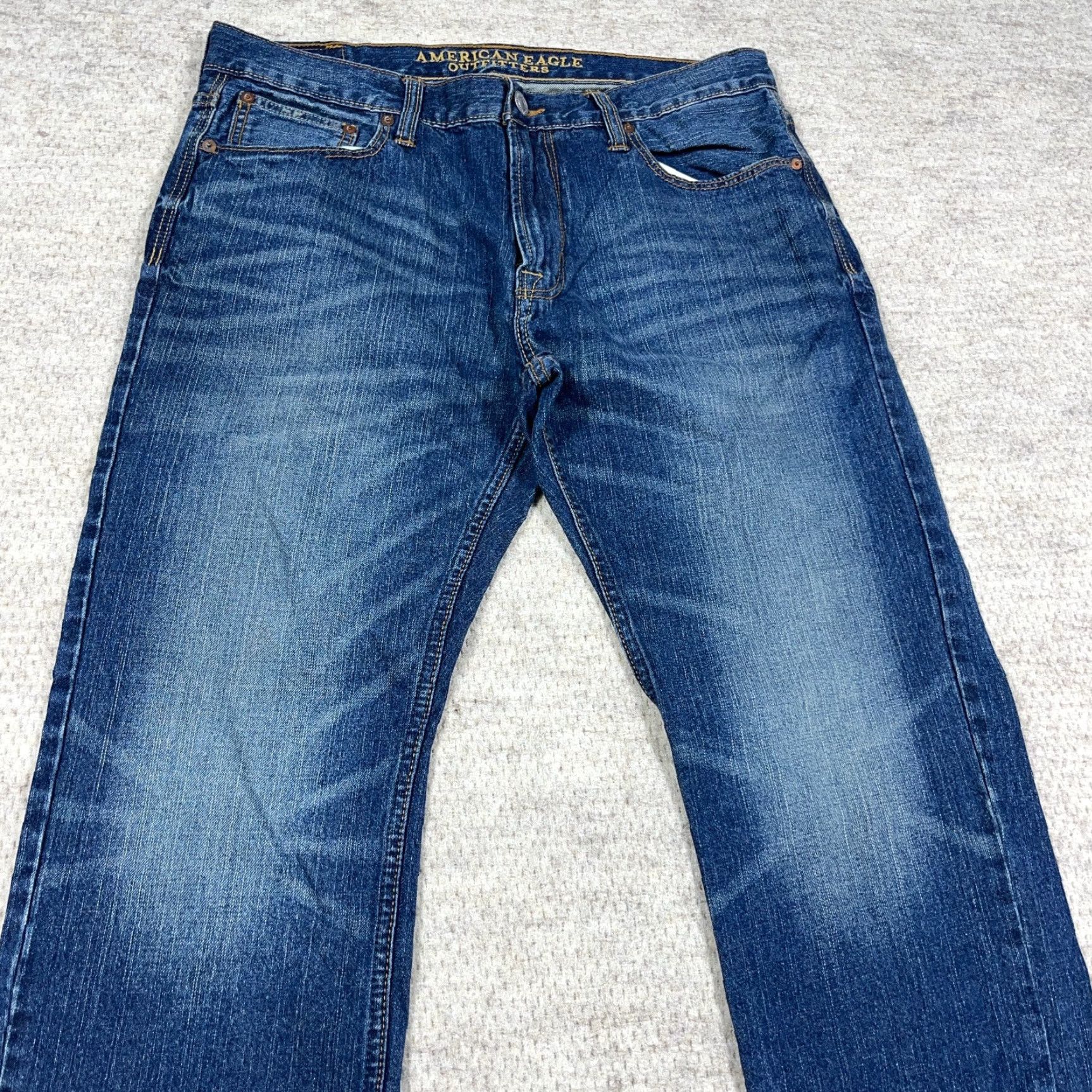 American Eagle Outfitters VINTAGE American Eagle Jeans Men Slim Fit 33x30 Straight Dark Wash Blue 5-Pocket Denim Jeans Mens Size US 33 - 5 Thumbnail