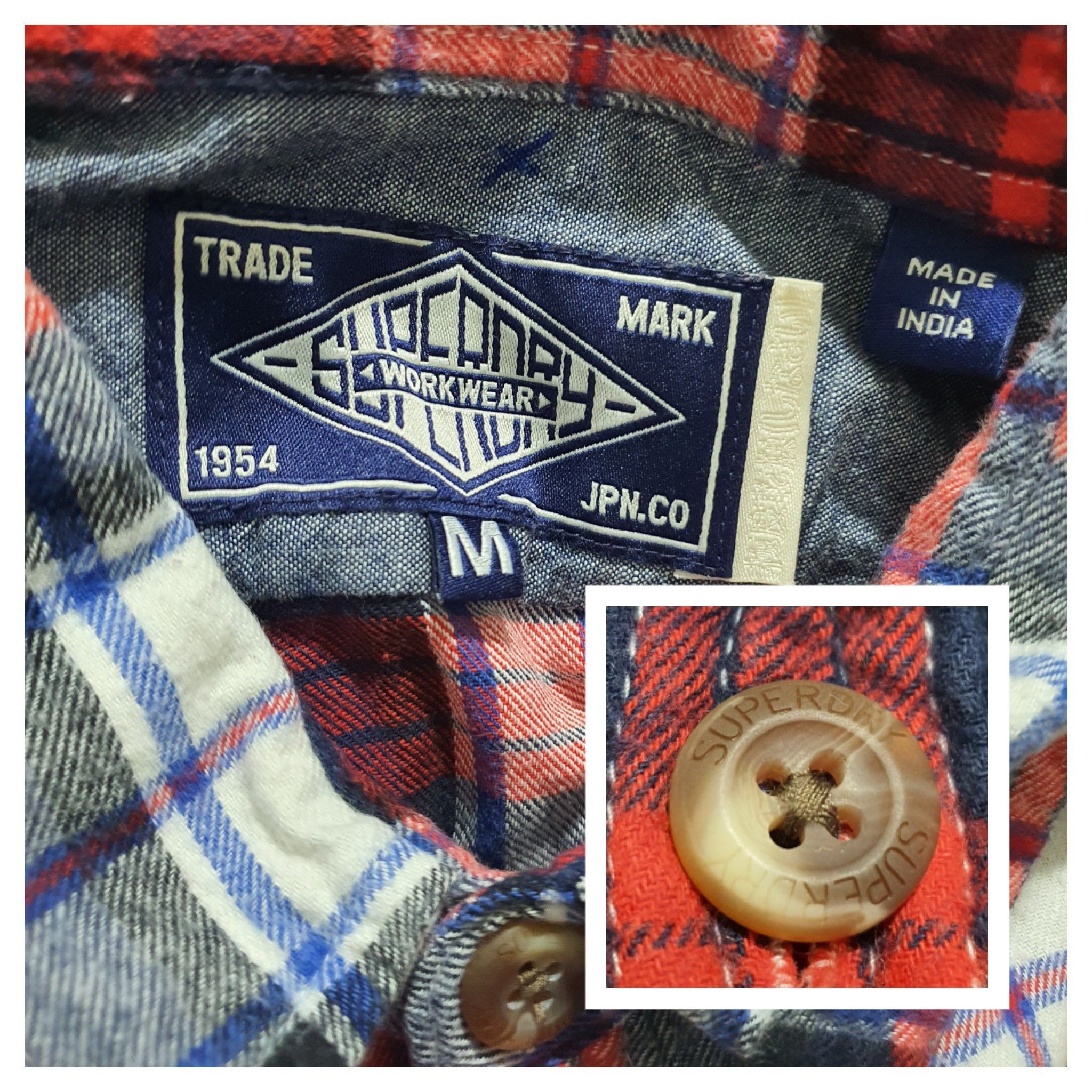Japanese Brand × Superdry SUPERDRY 19.5/29 CHECKED RED WORK SHIRT Size US M / EU 48-50 / 2 - 4 Thumbnail