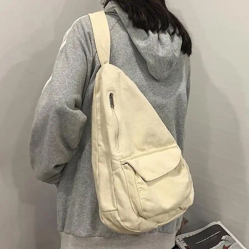 Canvas Chest Bag W Crossbody Bag in Beige, Men's