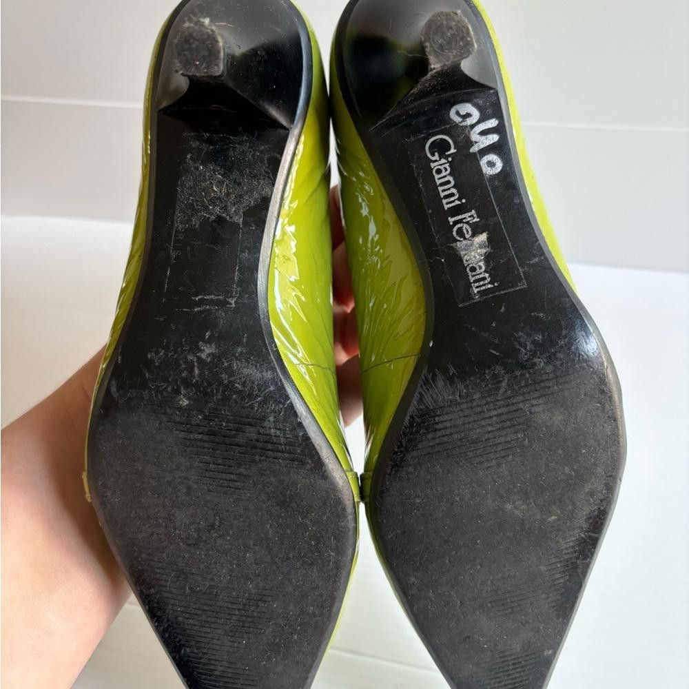 Designer Gianni Fermani Green Real Leather Mid Heel Shoes Size US 9 / IT 39 - 4 Thumbnail
