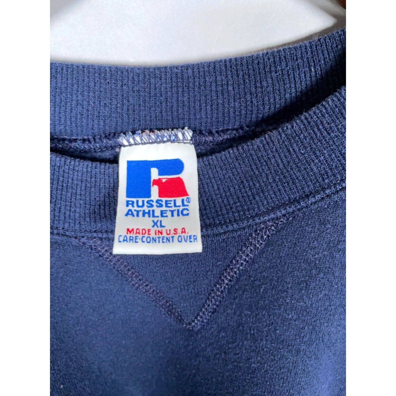 Russell Athletic VINTAGE Russell Athletic Sweatshirt Adult XL Dark Blue 50/50 Cotton Polyester USA Made Crew Neck Pullover Long Sleeve Mens 90s Retro Size US XL / EU 56 / 4 - 4 Thumbnail