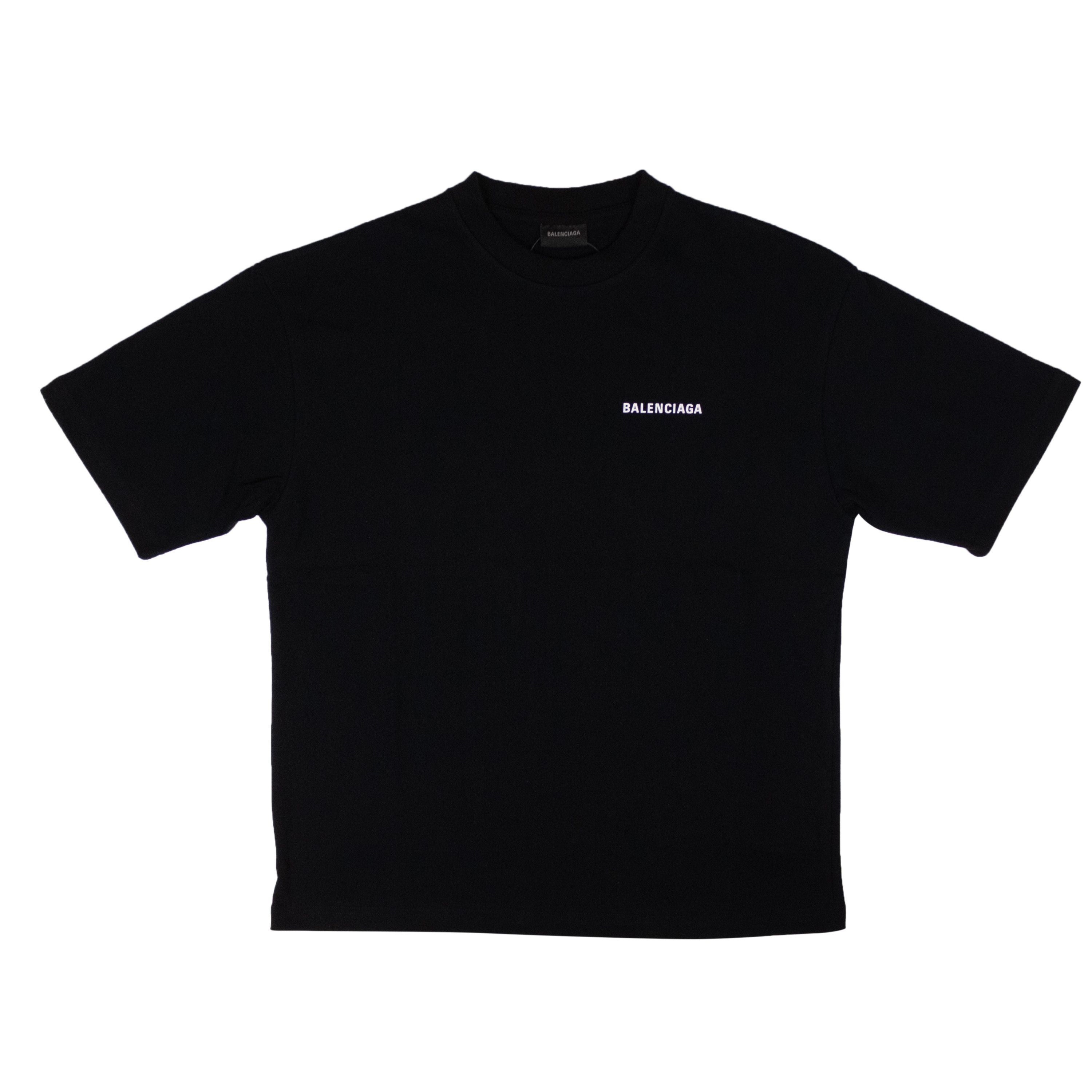 image of Balenciaga Black Logo Cotton T-Shirt Size S, Men's