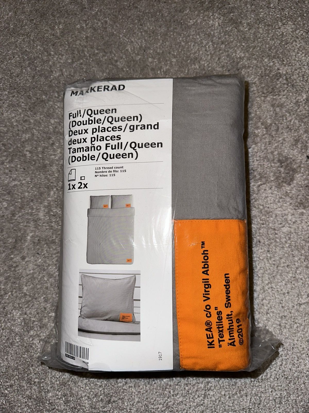 IKEA Virgil Abloh Markerad Full/Queen Bed Duvet Cover And 2 Pillow Cases