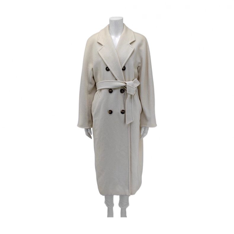 Max Mara MaxMara White Wool Coat S Size S / US 4 / IT 40 - 1 Thumbnail