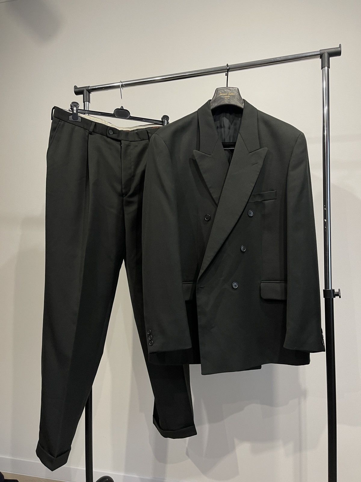 Vintage Vintage classic suit double-breasted khaki blazer trousers Size 46R - 1 Thumbnail
