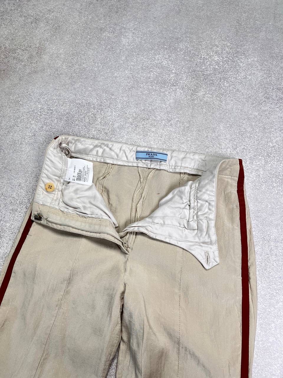 Prada Vintage Prada Beige Silk Woman's Pants IT 38 Size 26" / US 2 / IT 38 - 3 Thumbnail