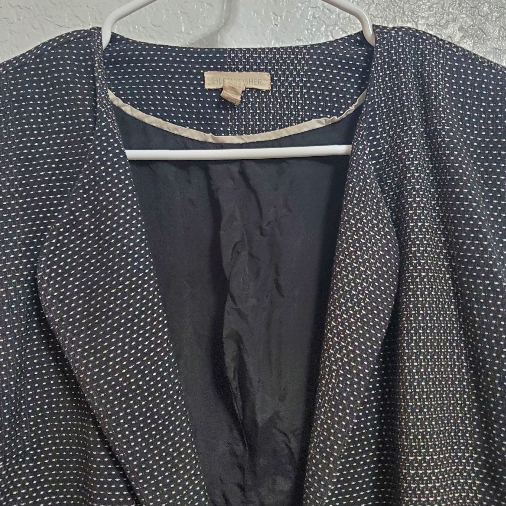 Eileen Fisher Eileen Fisher Jacket Women M Black Organic Cotton Karume Dash Open Front Blazer Size M / US 6-8 / IT 42-44 - 4 Thumbnail