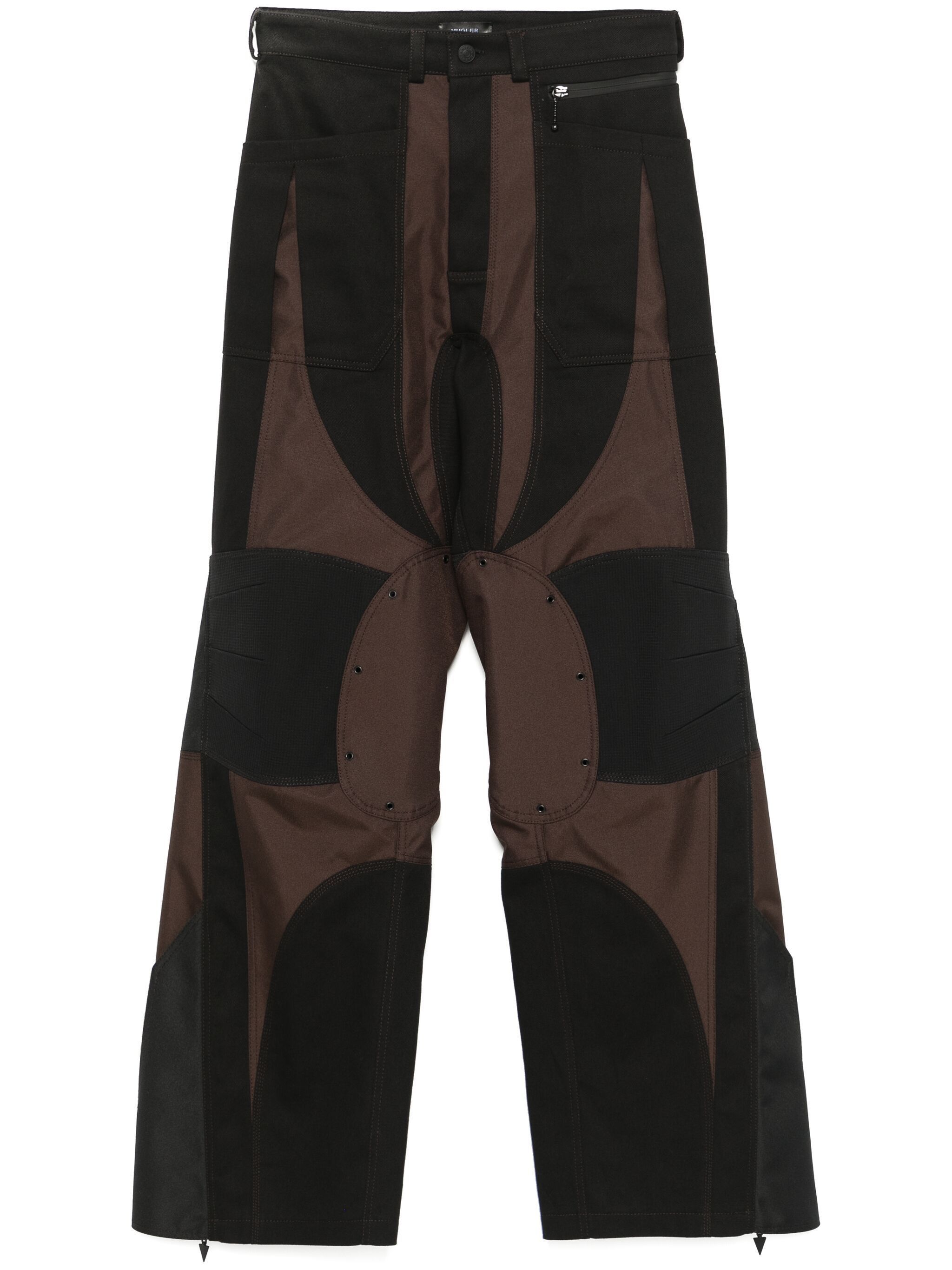 Mugler o1s22i1n1124 Patchwork Cargo Pant in Black & Brown Size US 32 / EU 48 - 1 Thumbnail