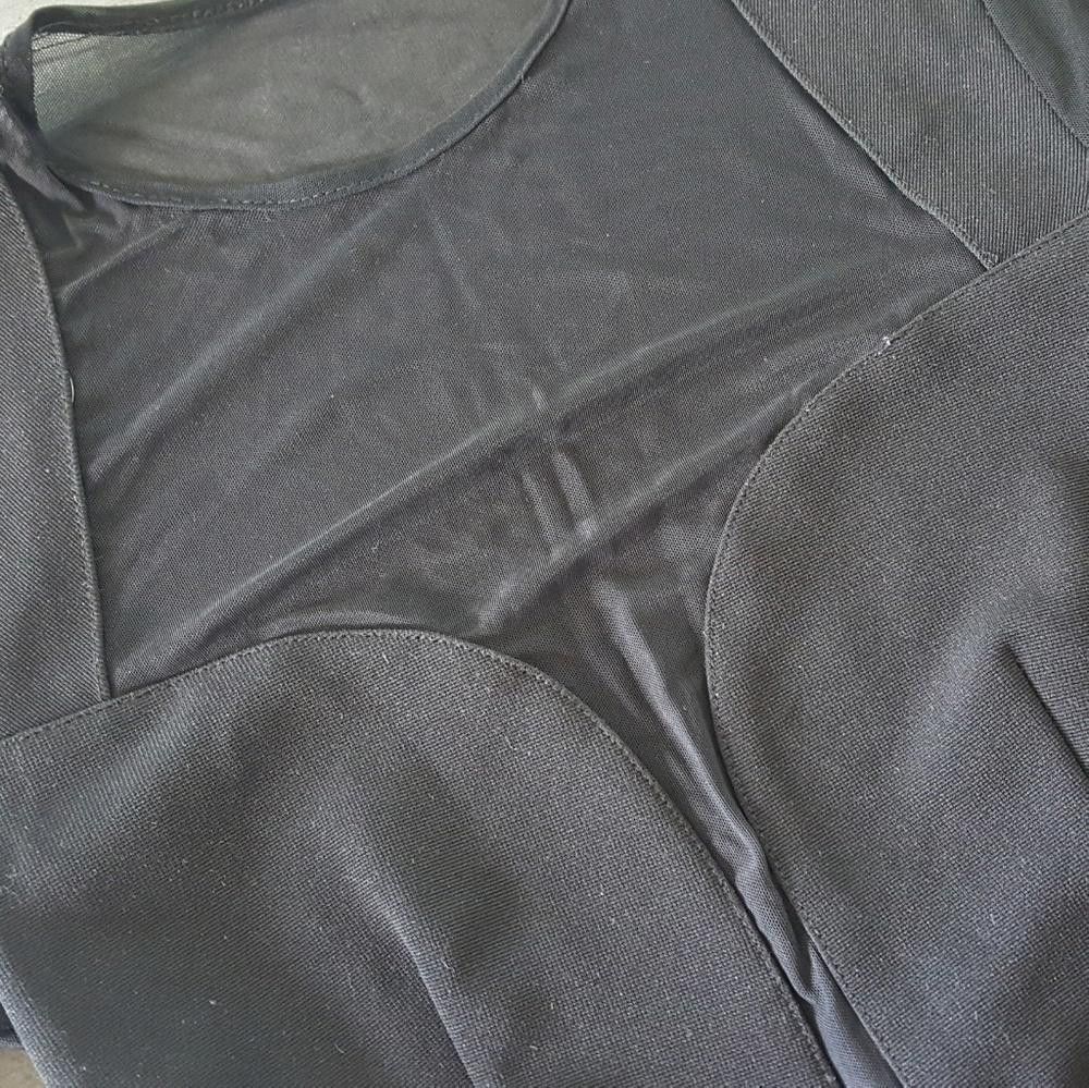 Designer Black Sheer Chest Long Sleeve Midi Size M / US 6-8 / IT 42-44 - 3 Thumbnail