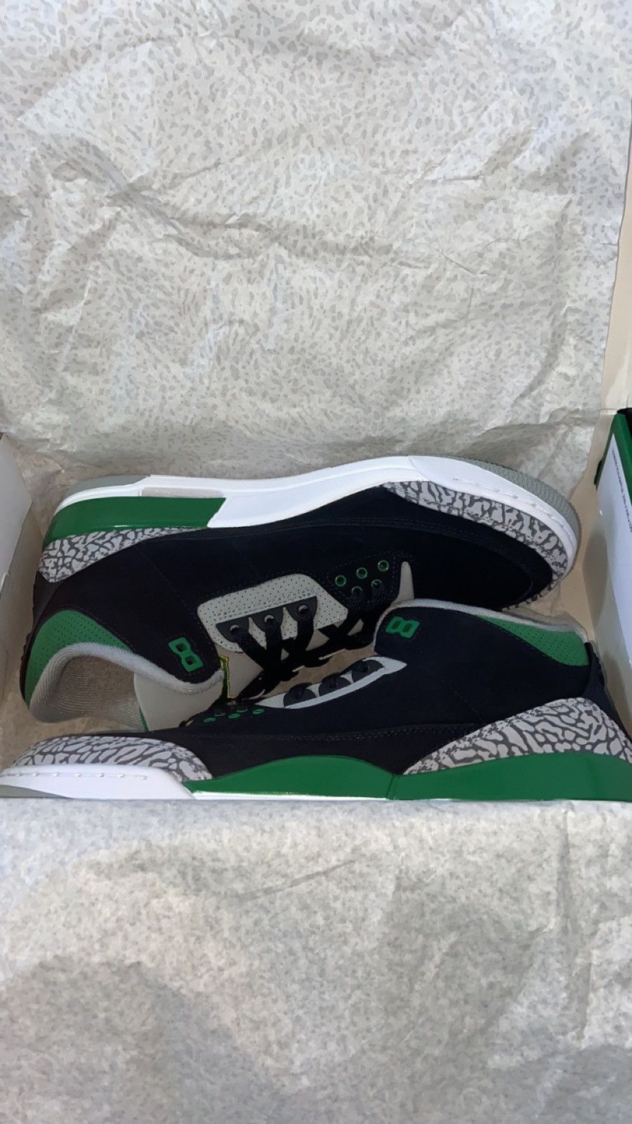 image of Jordan Brand 3 Pine Green Shoes in Black, Men's (Size 10)
